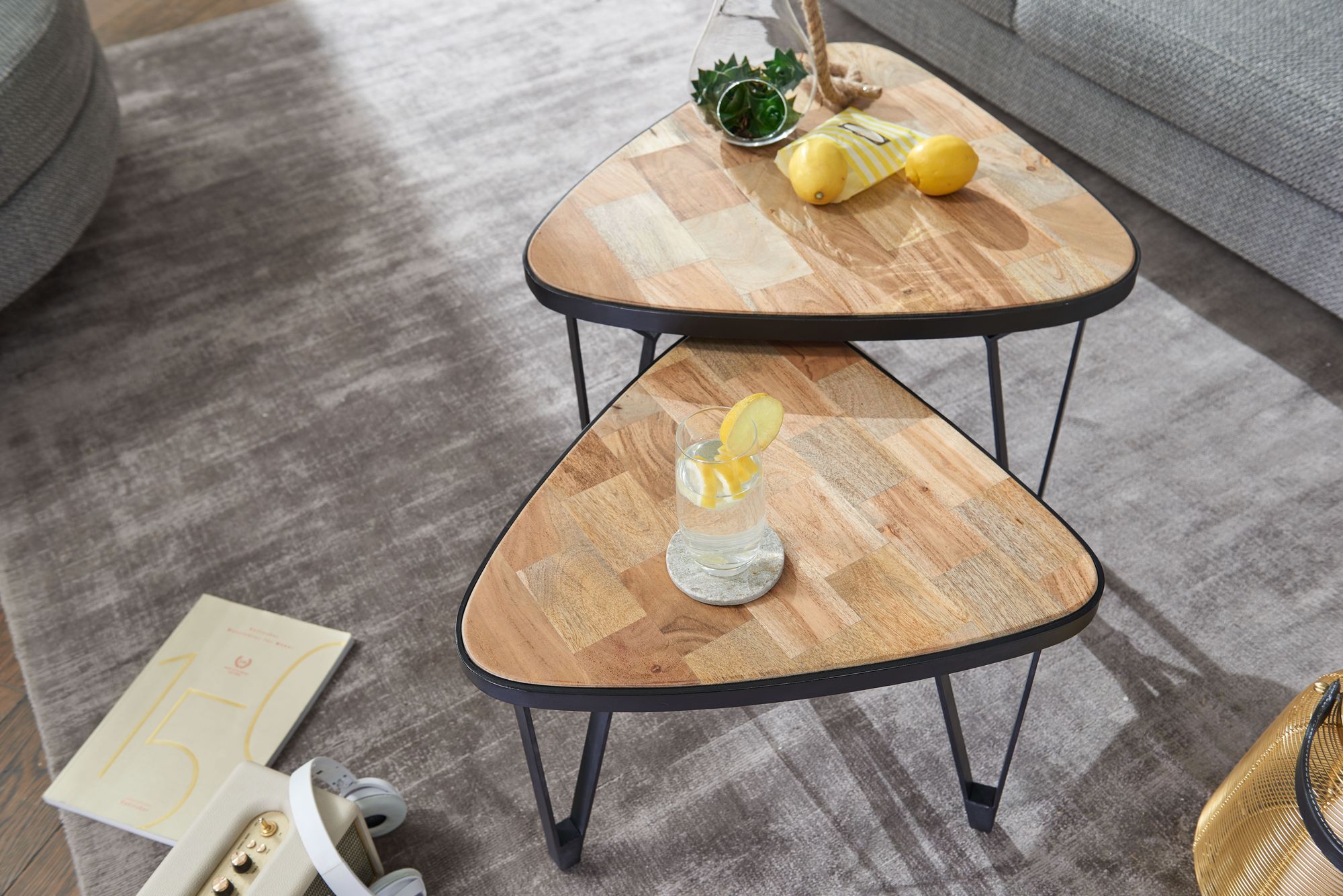 Satztisch 2er-Set Torshavn Akazie Massivholz 60 × 60 × 45 cm