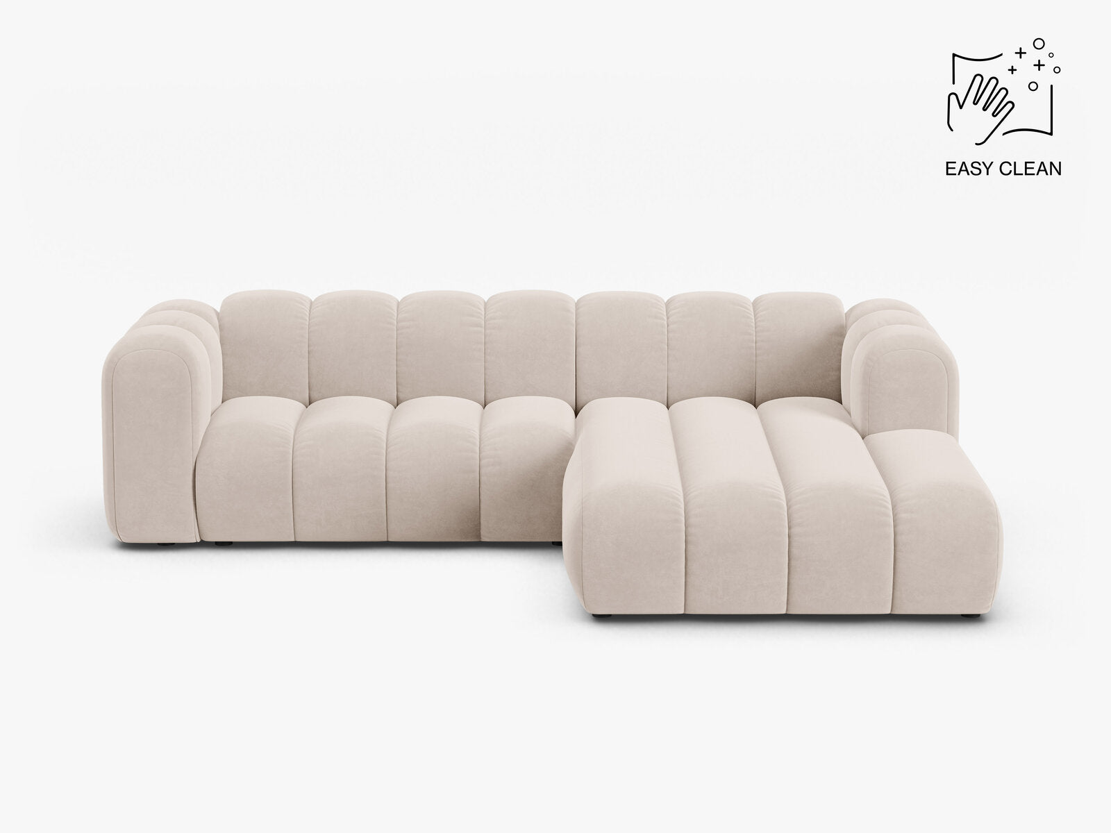 Micadoni Modulares Ecksofa Lupine 4-Sitzer mittelgroß Rechts Samt Venus Helles Beige