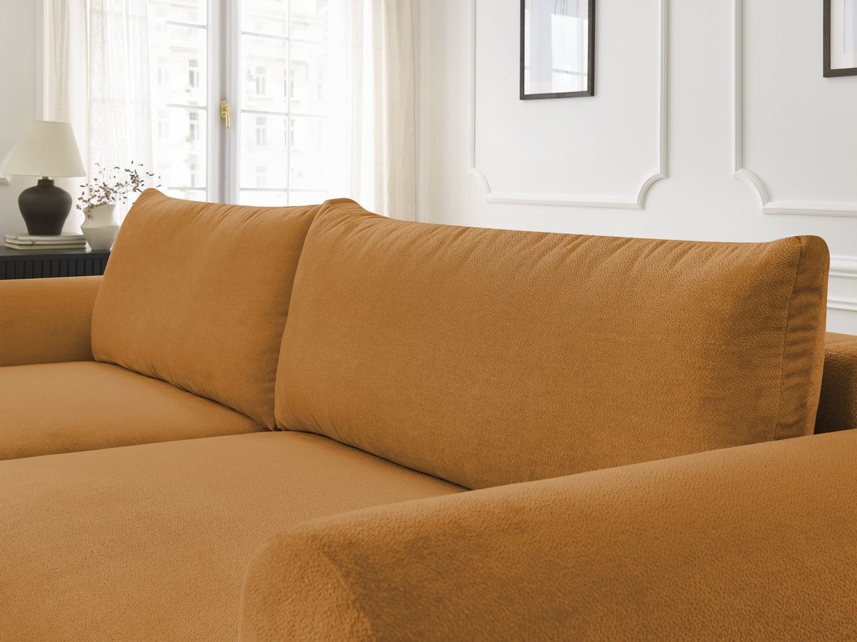 Bobochic Lucien Ecksofa mit Schlaffunktion und Bettkasten 314 × 167 cm Stoff Gelb Ecke links