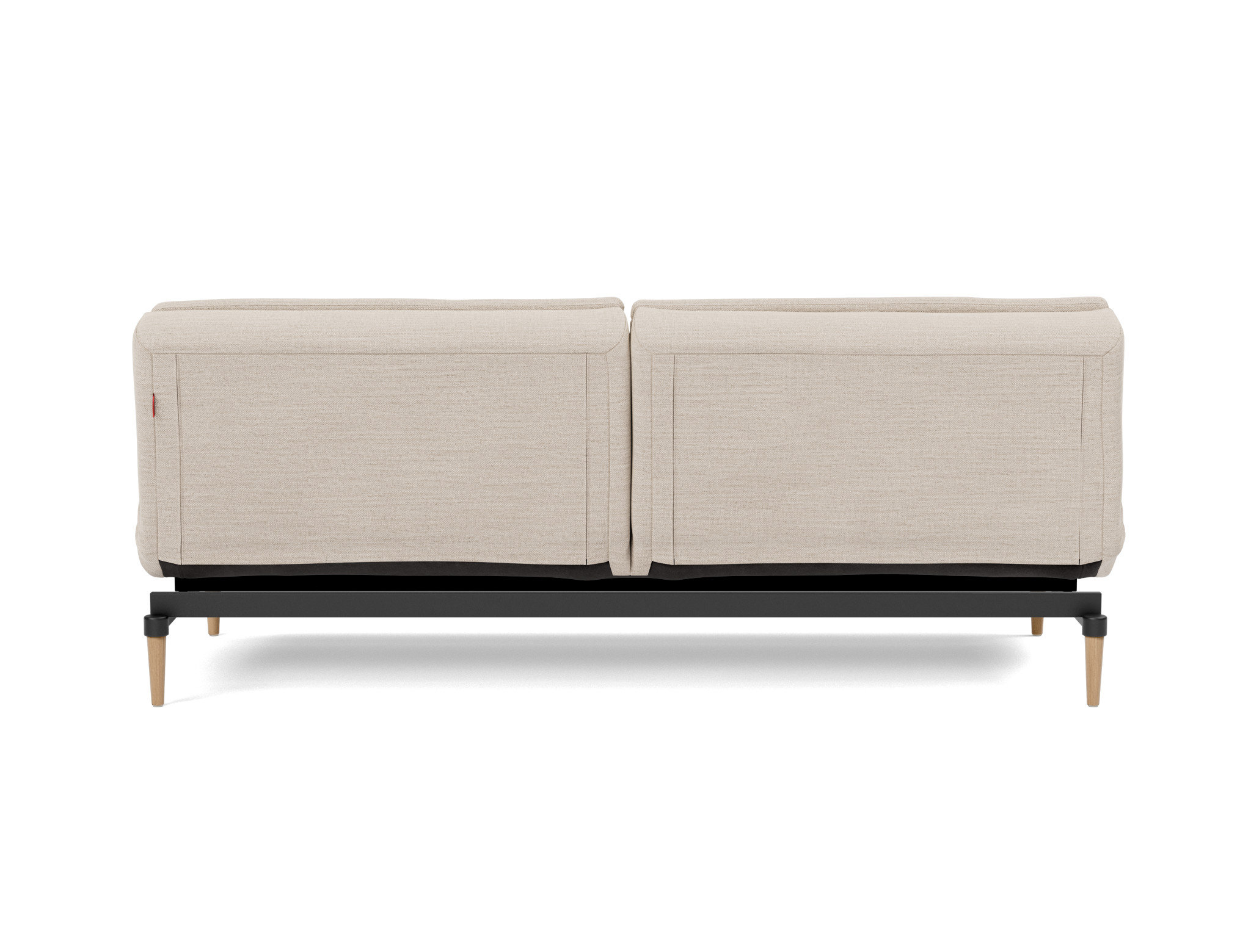 Schlafsofa Dublexo Webstoff Blida 612-Sand-Grey Beine Styletto Eiche hell