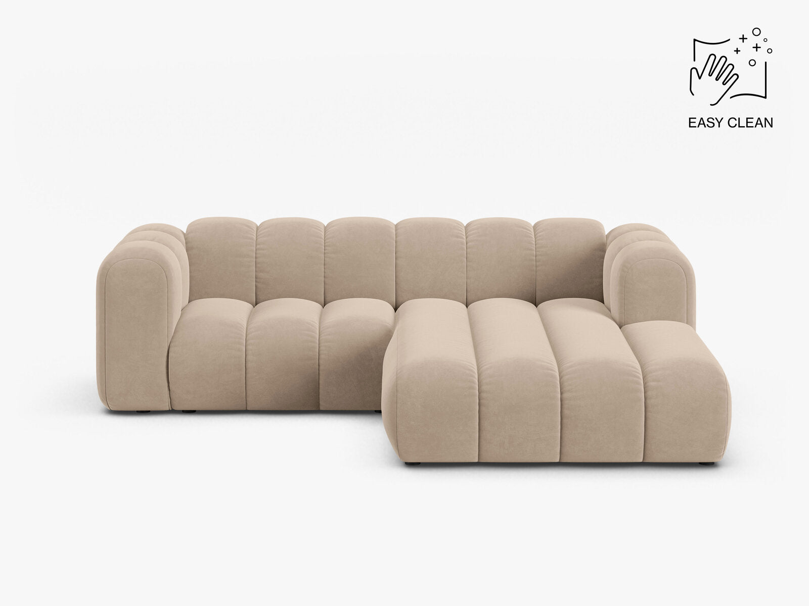 Micadoni Modulares Ecksofa Lupine 3-Sitzer Samt Venus Beige Rechts