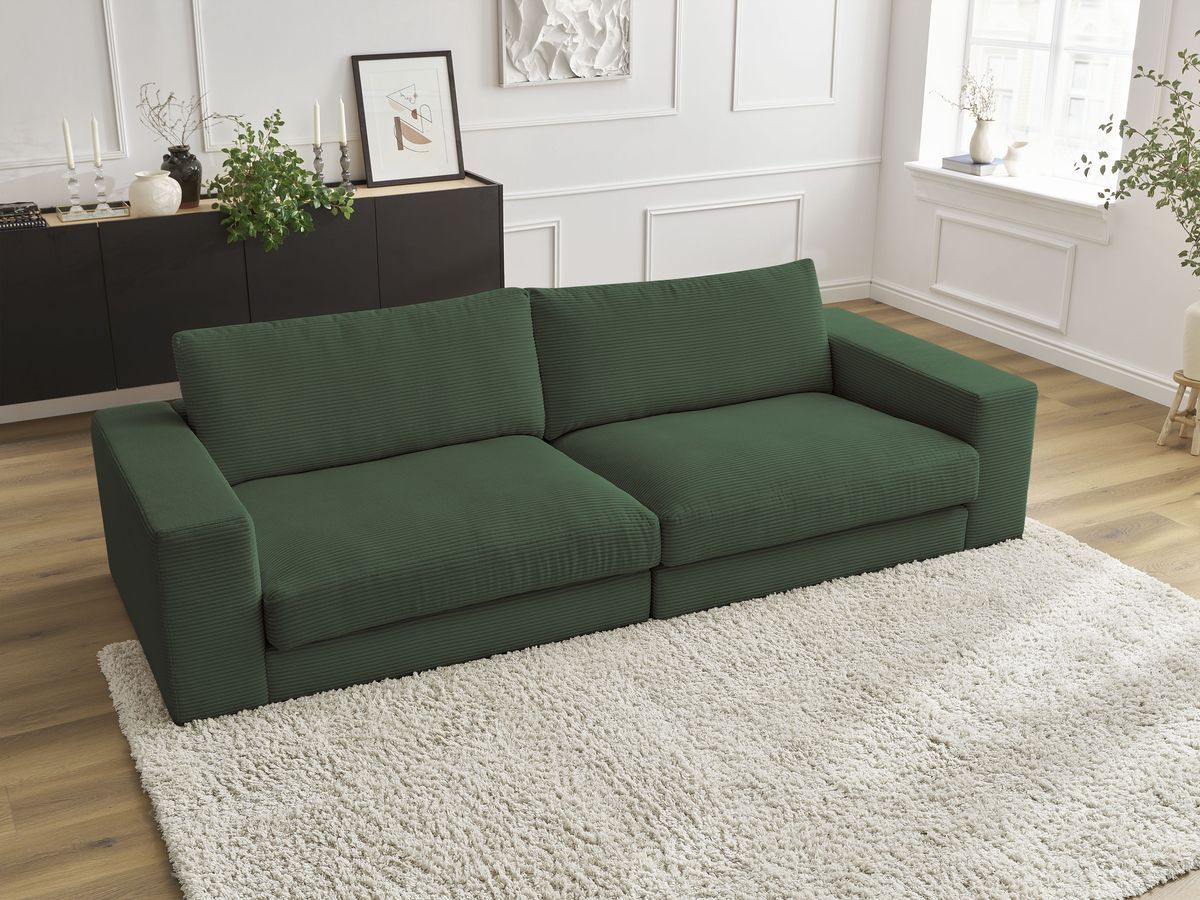 Bobochic Leonard Sofa 3-Sitzer 234 × 109 cm Cordsamt Dunkelgrün