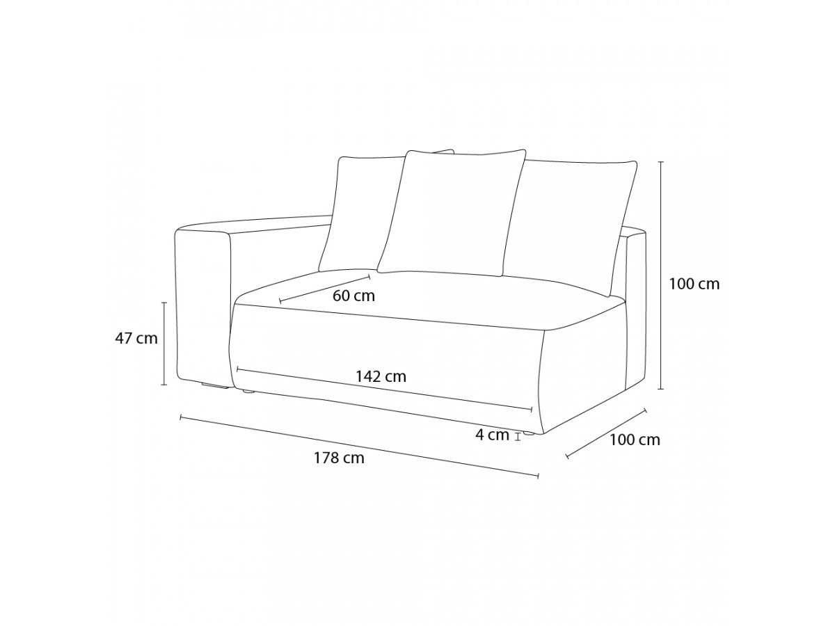Bobochic Voltaire Sofamodul 2-Sitzer 178 × 100 cm Cordsamt Taupe Ecke links