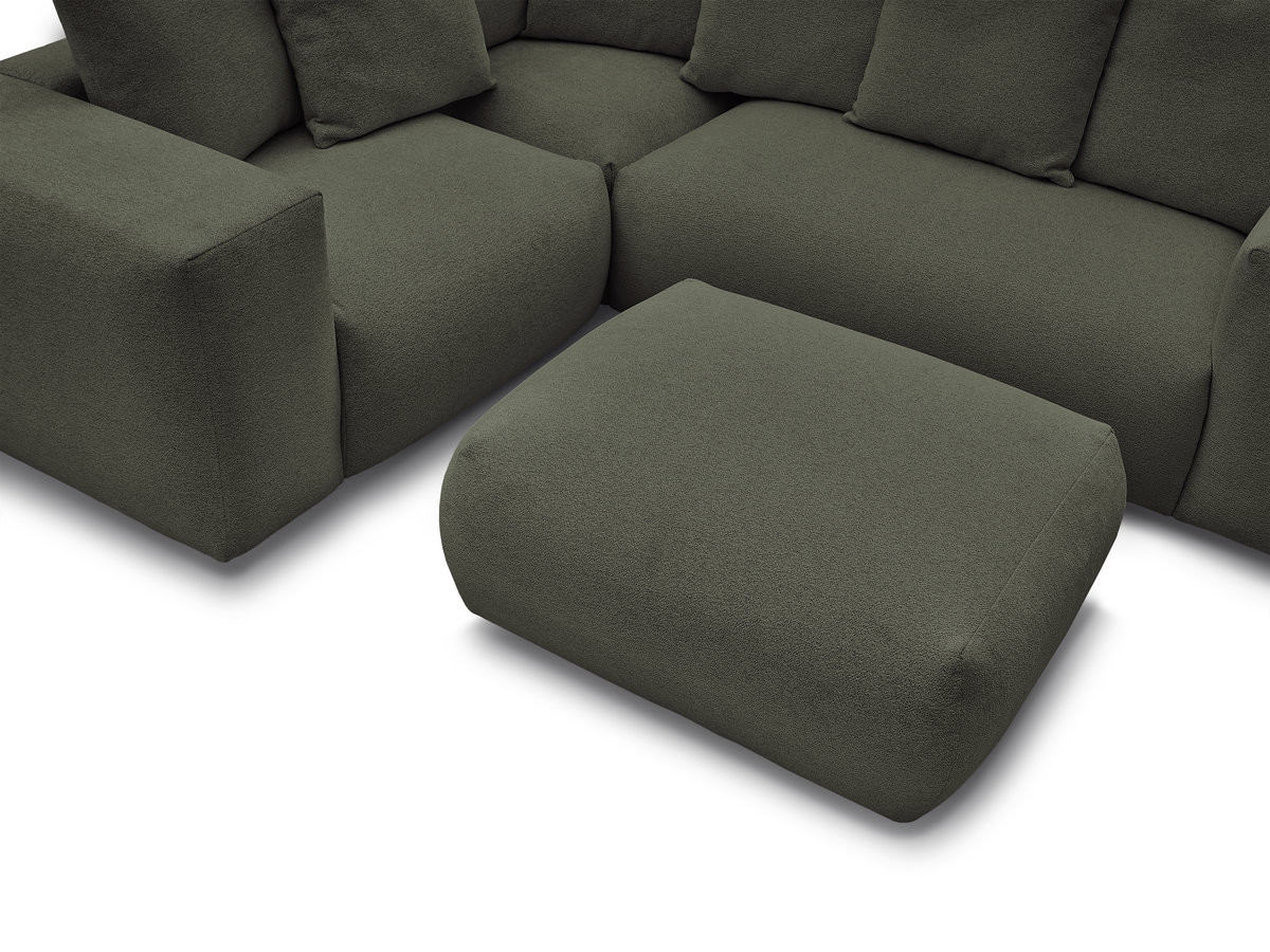 Bobochic Voltaire Ecksofa mit Pouf 268 × 214 cm Melange-Stoff Grün Ecke links