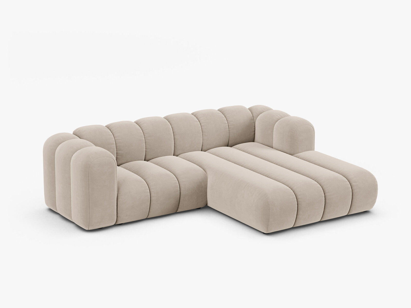 Micadoni Modulares Ecksofa Lupine 3-Sitzer Rechts Samt Salvador Beige
