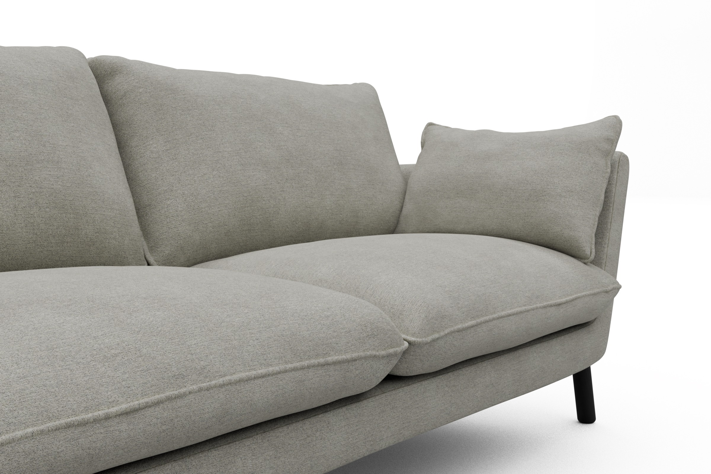 Sofa Emil 3-Sitzer Beinfarbe Eiche Schwarz Carreno-Moon-Stone-White