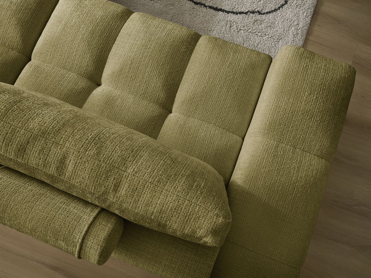 Bobochic Anakin Schlafsofa 3-Sitzer mit Bettkasten, 2 Kissen Strukturstoff Grün