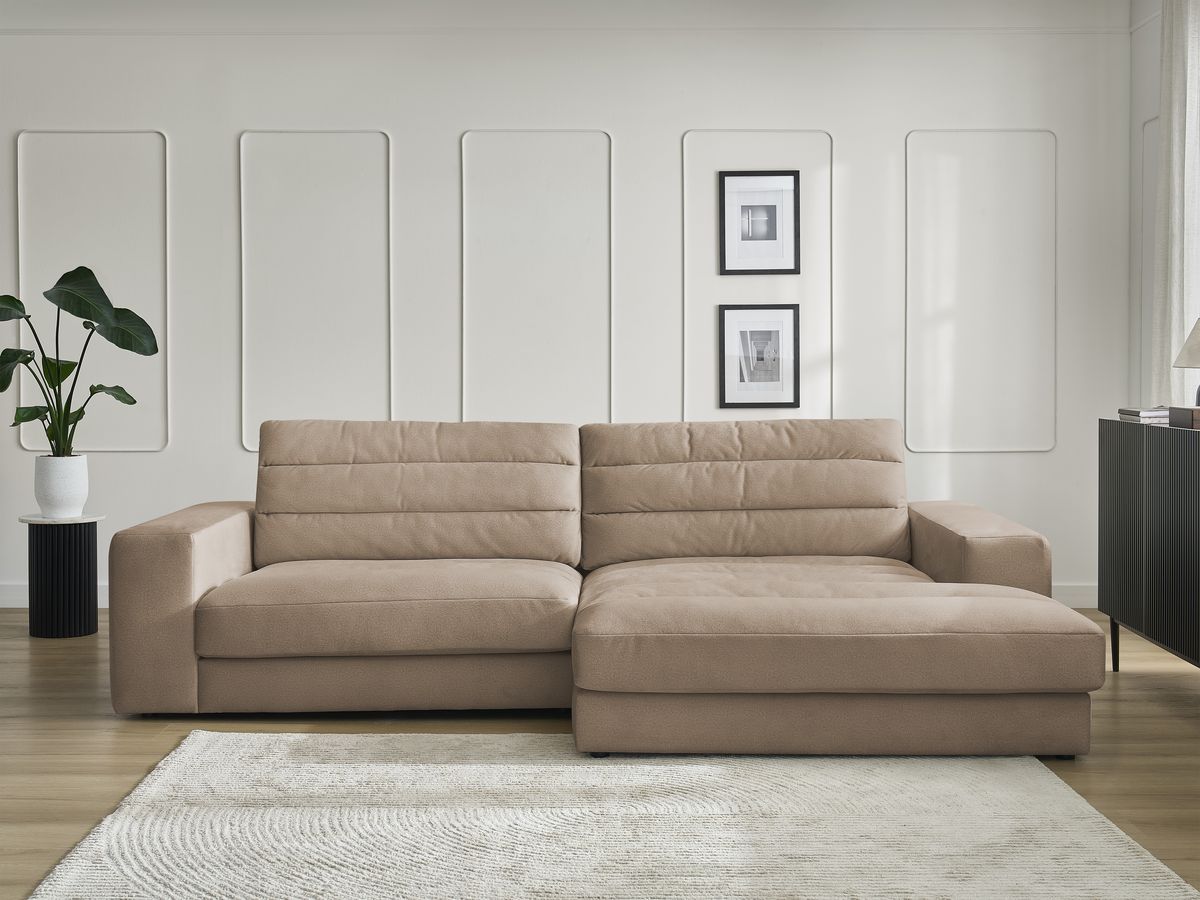 Bobochic Sierra Ecksofa Samt Taupe Ecke rechts
