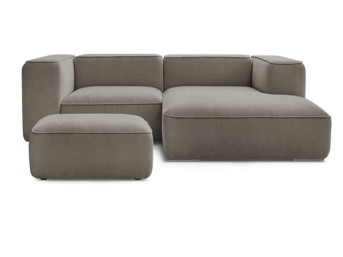 Bobochic Zephyr Ecksofa mit Pouf 260 × 165 cm Strukturstoff Taupe Ecke rechts