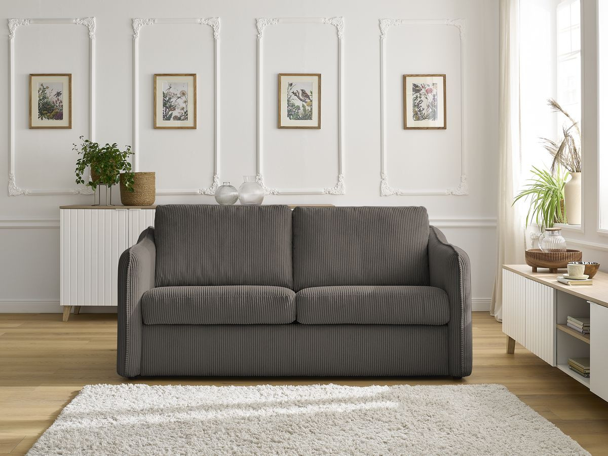 Bobochic Lenny Schlafsofa 3-Sitzer Cordsamt Taupe