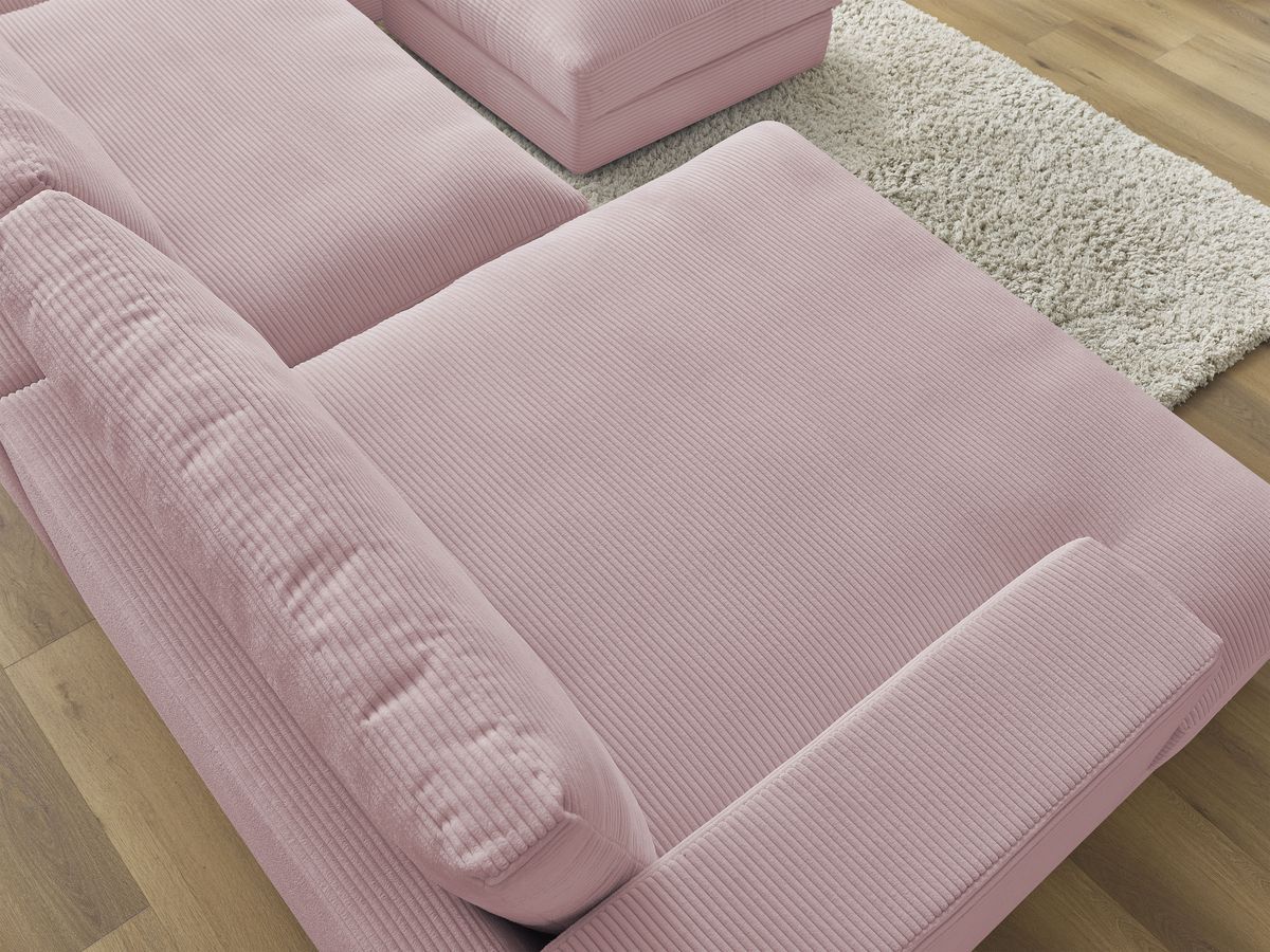 Bobochic Leonard Wohnlandschaft mit Pouf 404 × 159 cm Cordsamt Violett