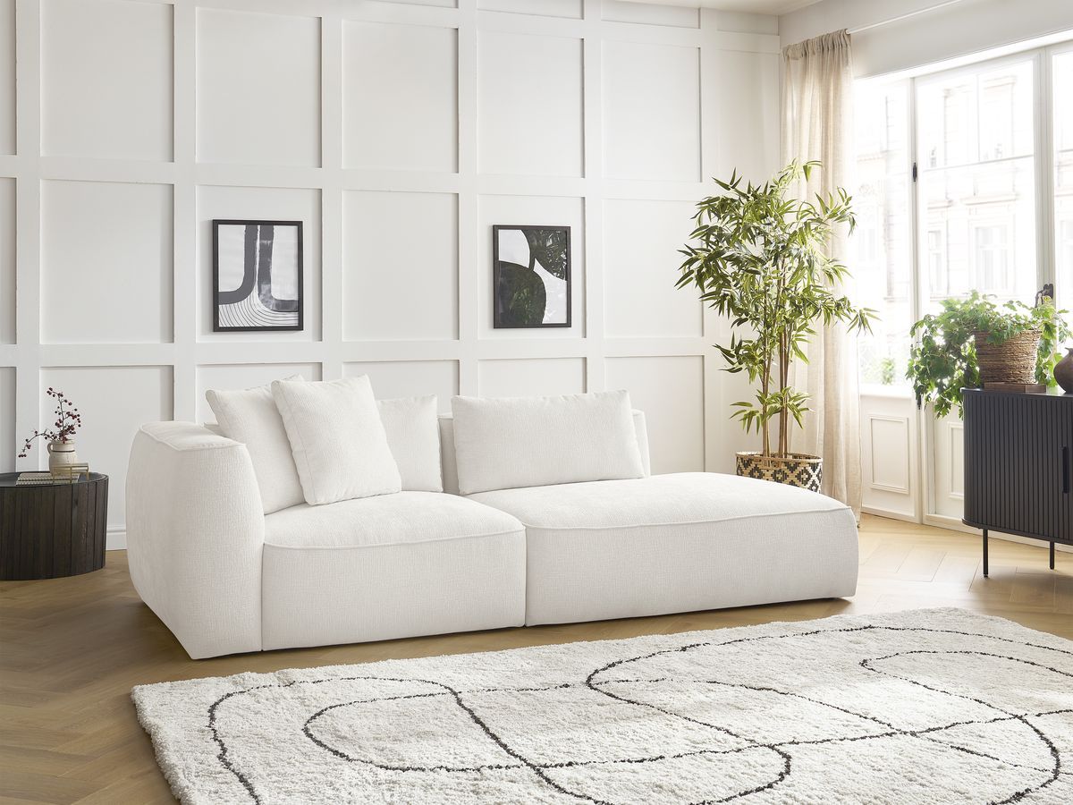 Bobochic Leopold Sofa 3-Sitzer Strukturstoff Weiß Armlehne links