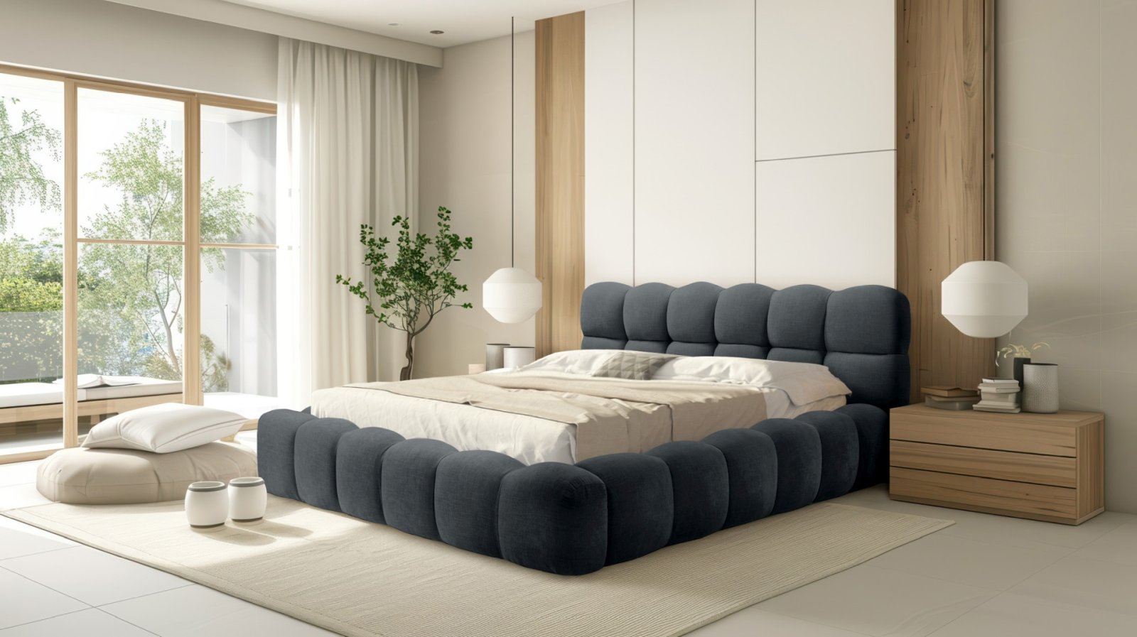 Polsterbett Vento Gewebestoff 180x200 mit Metallrahmen Boston Black