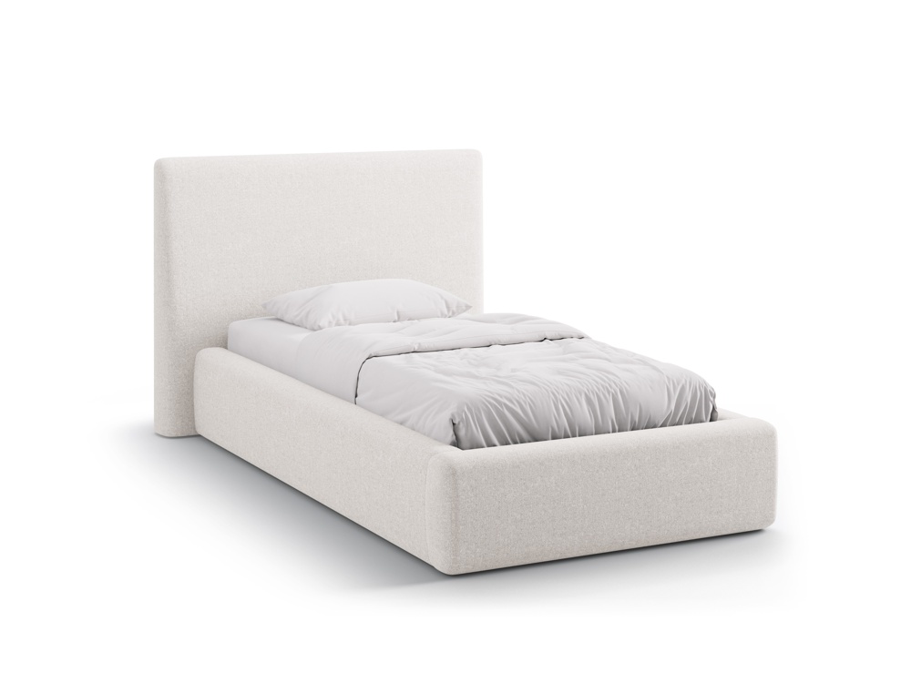 Cosmopolitan Design Stauraumbett mit Kopfteil Asti Strukturierter Stoff Moly Helles Beige
