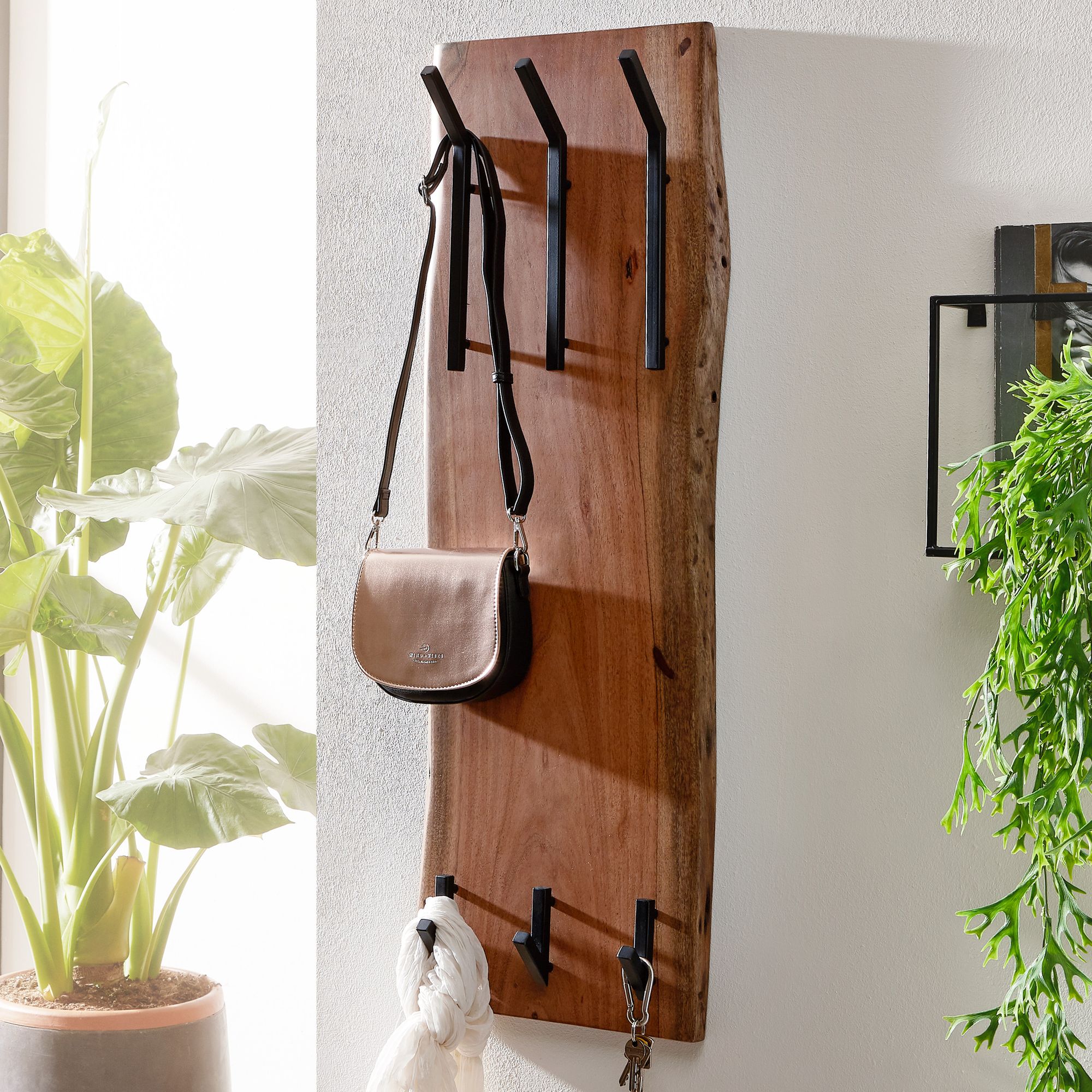 Wandgarderobe Arnarstapi Akazie Massivholz Braun 35,5 × 11 × 100 cm