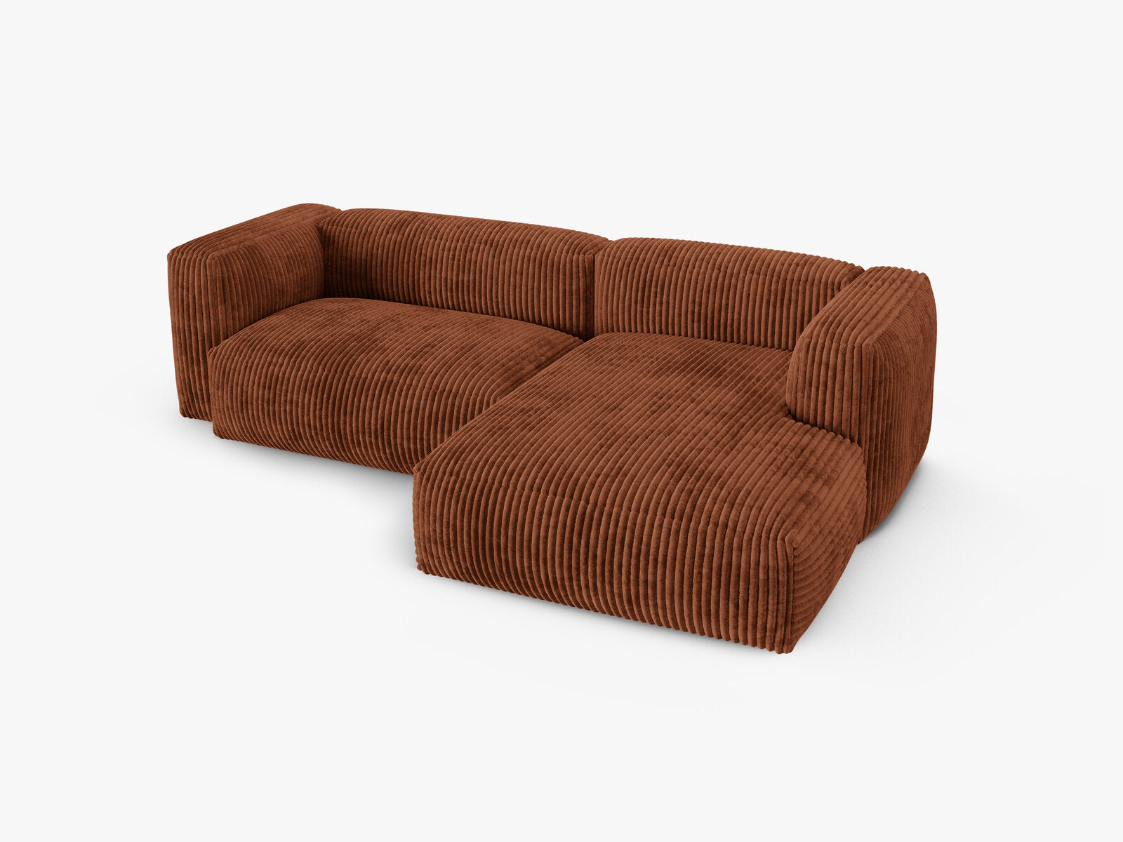 Micadoni Ecksofa Martina 2-Sitzer 90cm Sitztiefe Rechts Kord Tilia Ziegel