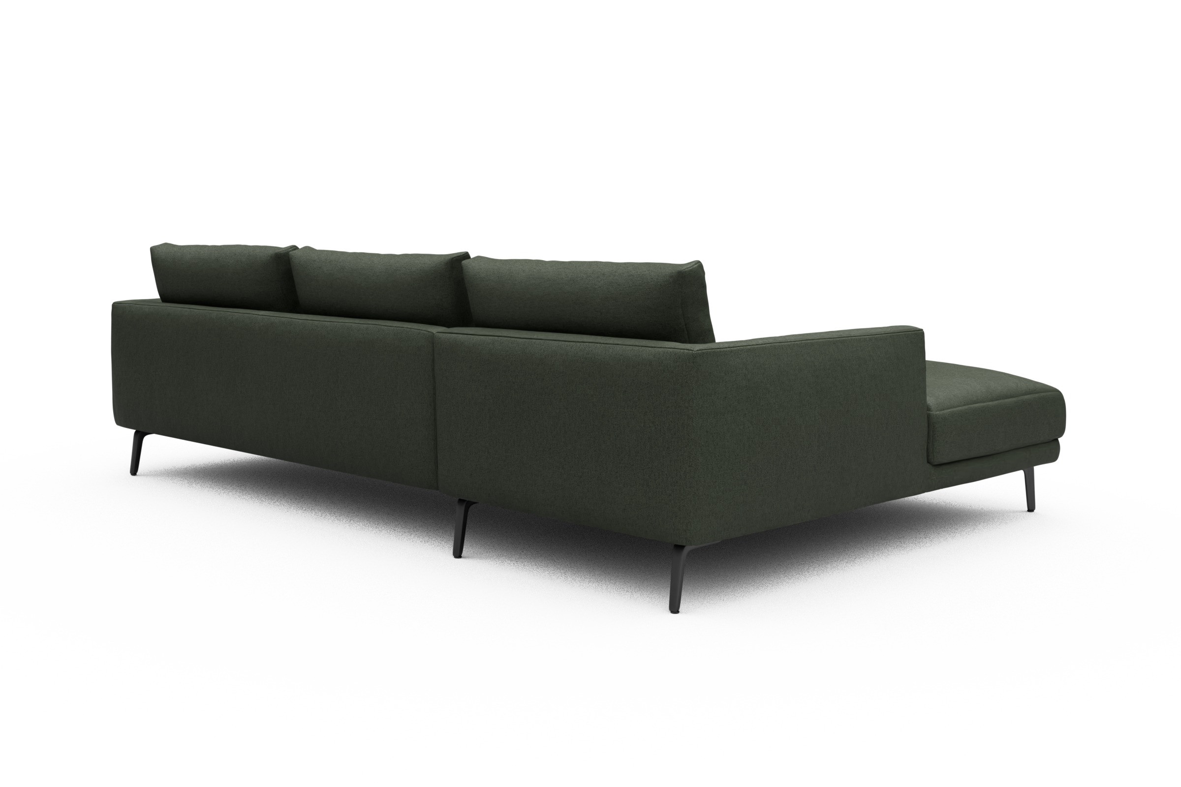 Ecksofa Karl Chaiselongue links mit 2,5-Sitzer Denari-Forest-Green