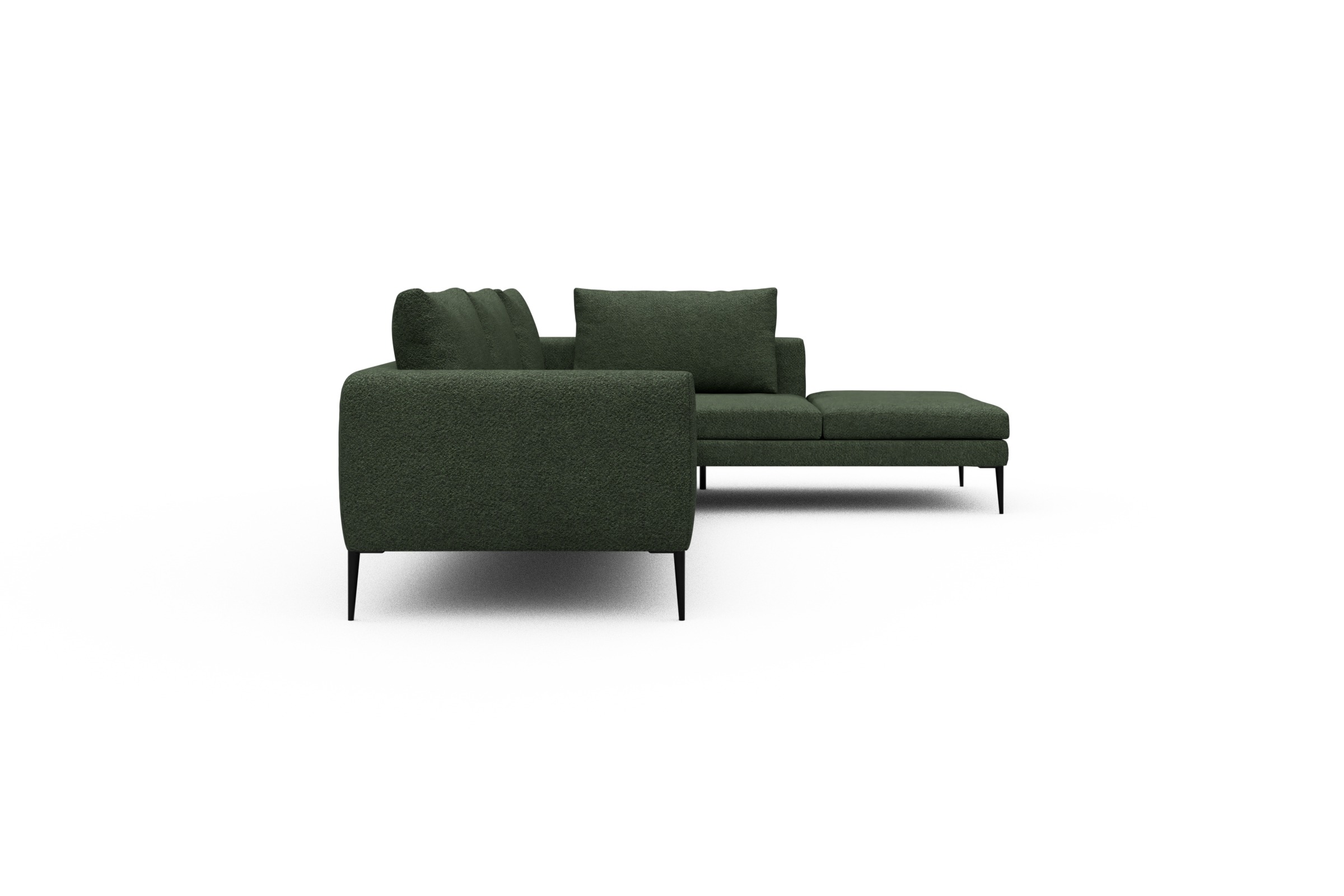 Ecksofa Paul Relax-Ecke links mit 3-Sitzer Vanora-Deep-Green