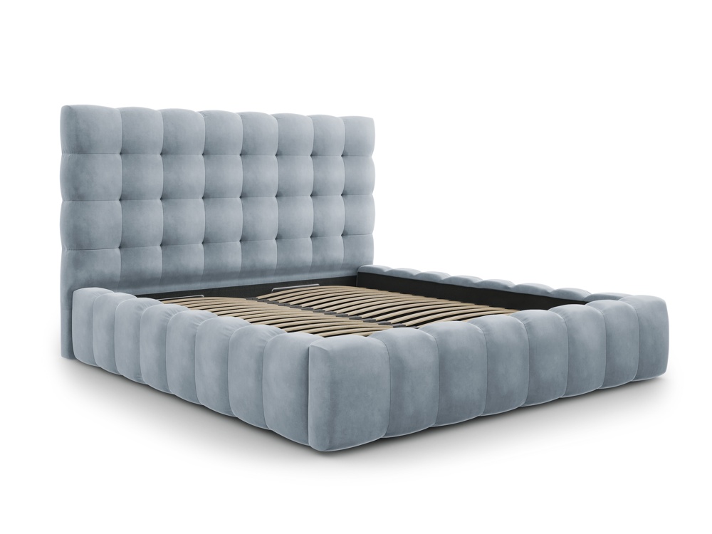 Cosmopolitan Design Stauraumbett mit Kopfteil Bali 160x200 Samt Bluvel Hellblau