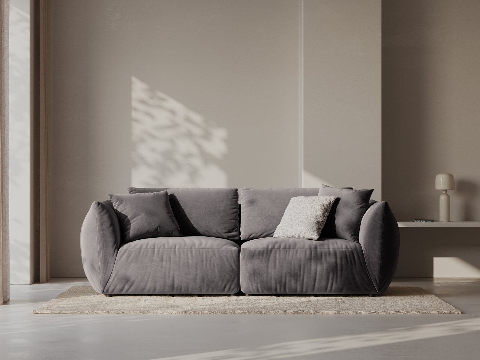 Micadoni Sofa Chris 3-Sitzer Samt Dunkelgrau