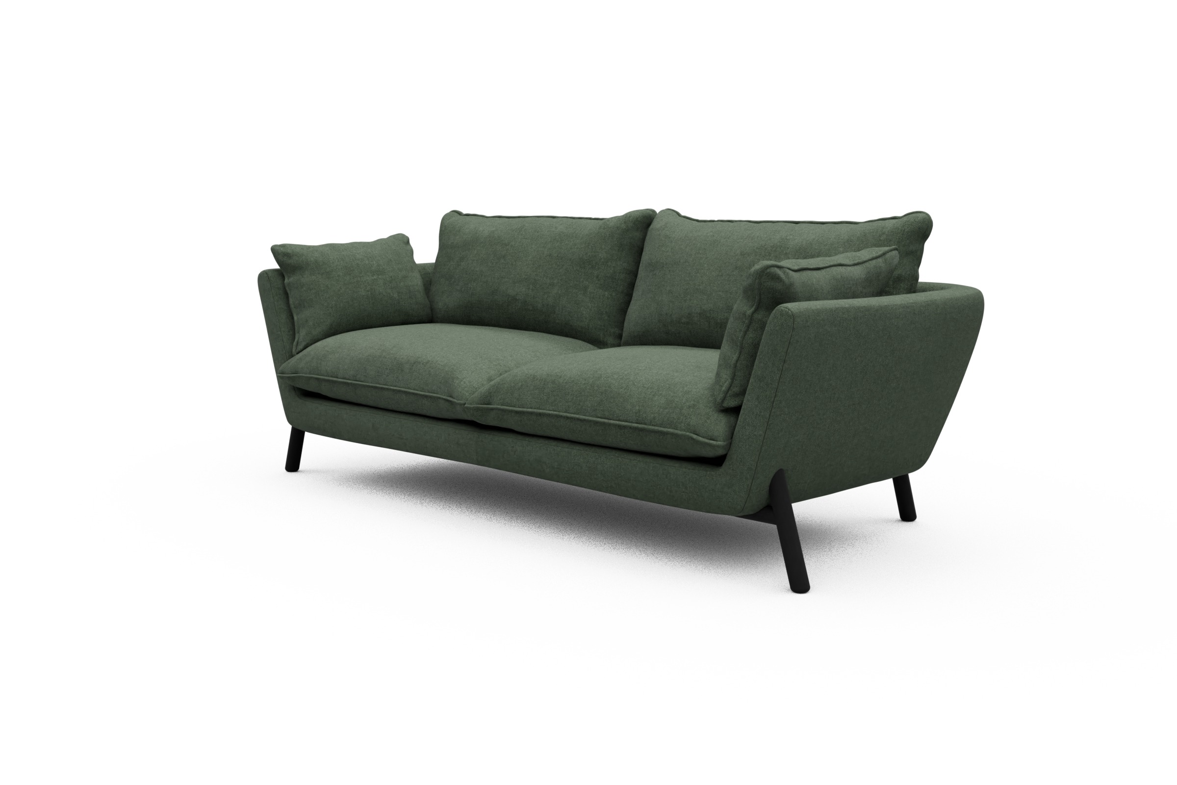 Sofa Emil PREMIUM 3-Sitzer Beinfarbe Eiche Schwarz Casone-Forest-Green