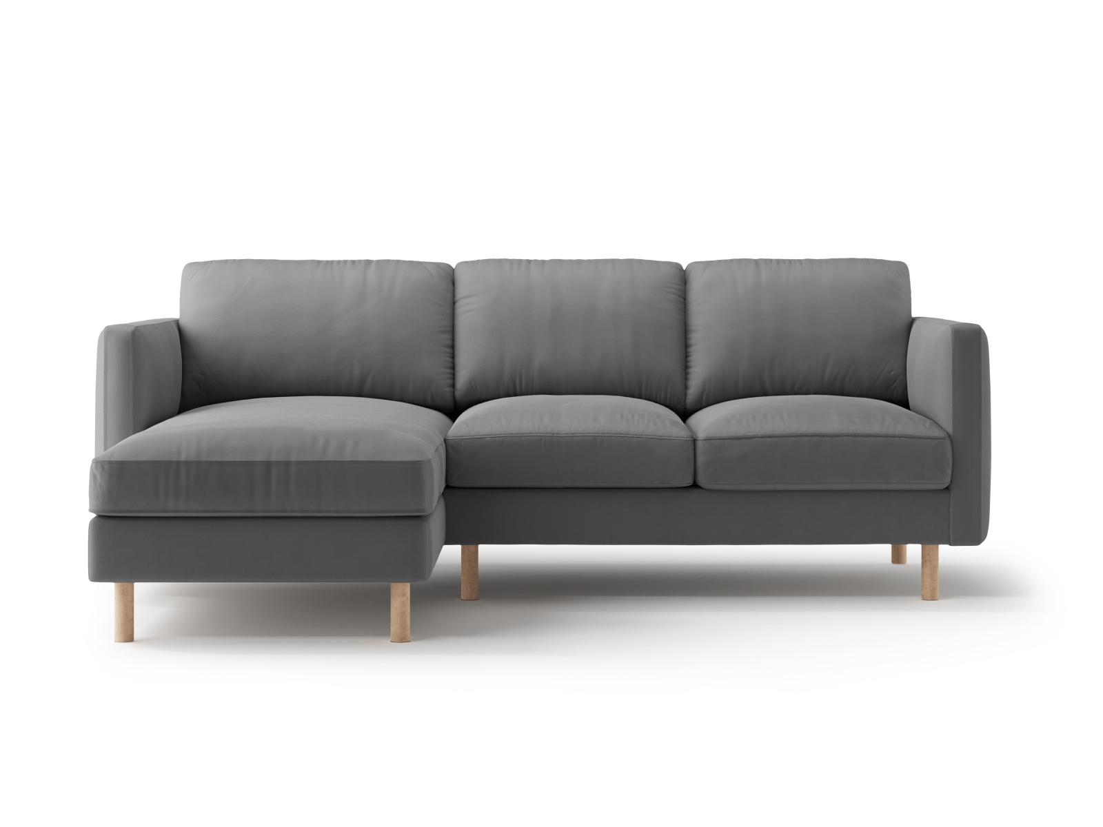 Micadoni Ecksofa Eden 3-Sitzer Links Samt Grau