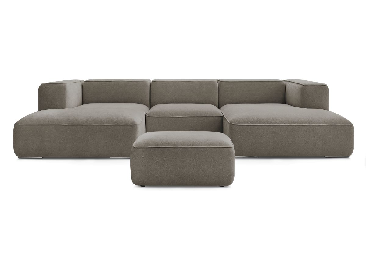 Bobochic Zephyr Wohnlandschaft mit Pouf Strukturstoff Taupe
