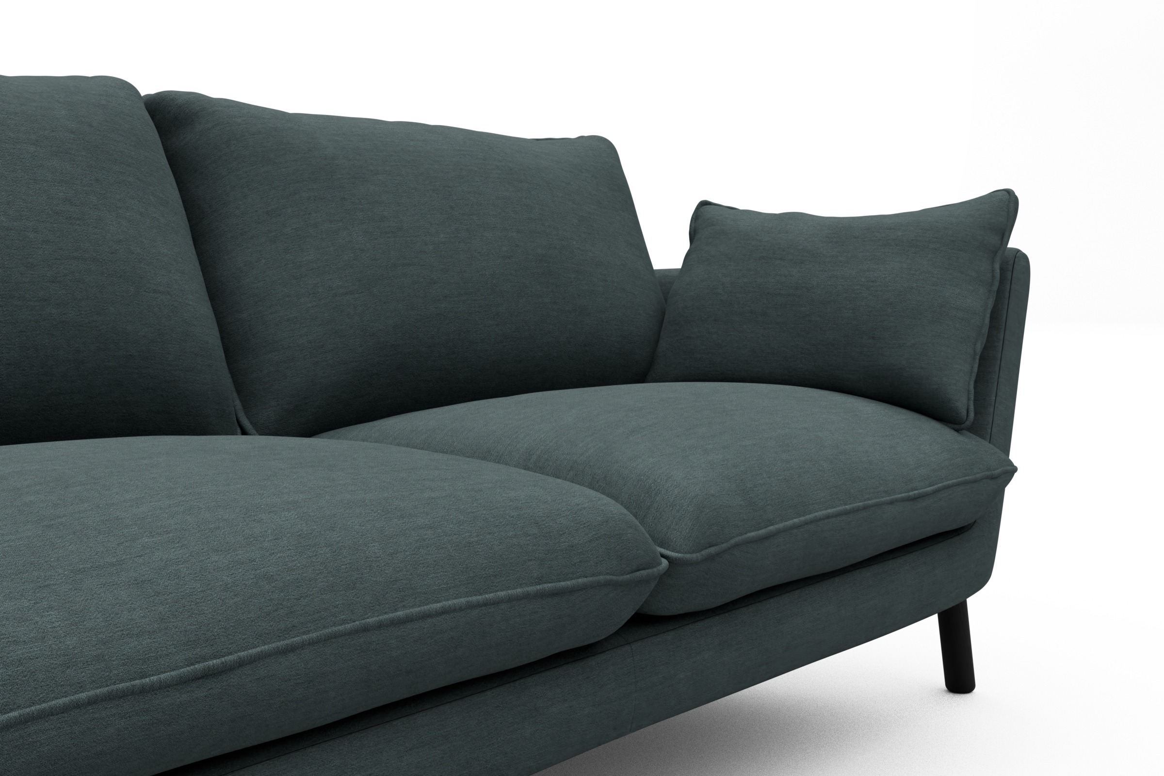 Sofa Emil 2-Sitzer Beinfarbe Eiche Schwarz Vivus-Blue