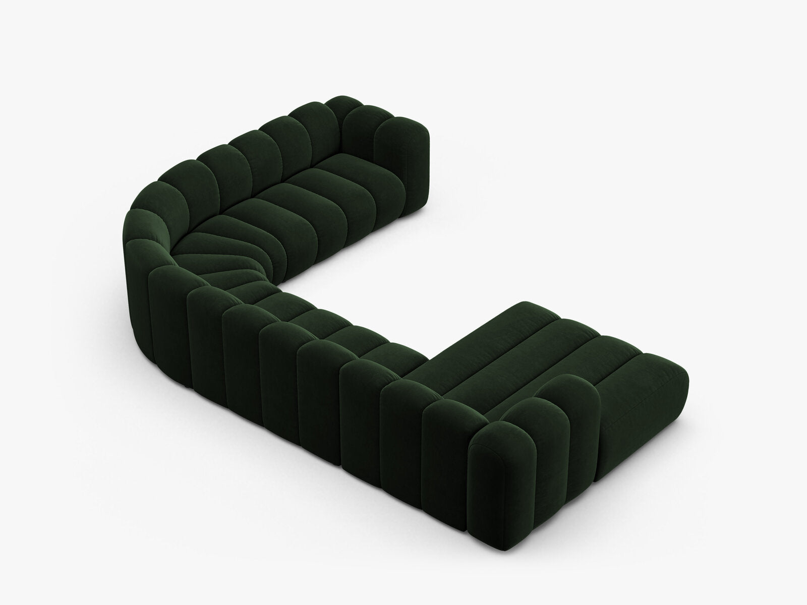 Micadoni Modulares Panorama Ecksofa Lupine 6-Sitzer Rechts Samt Venus Flaschengrün