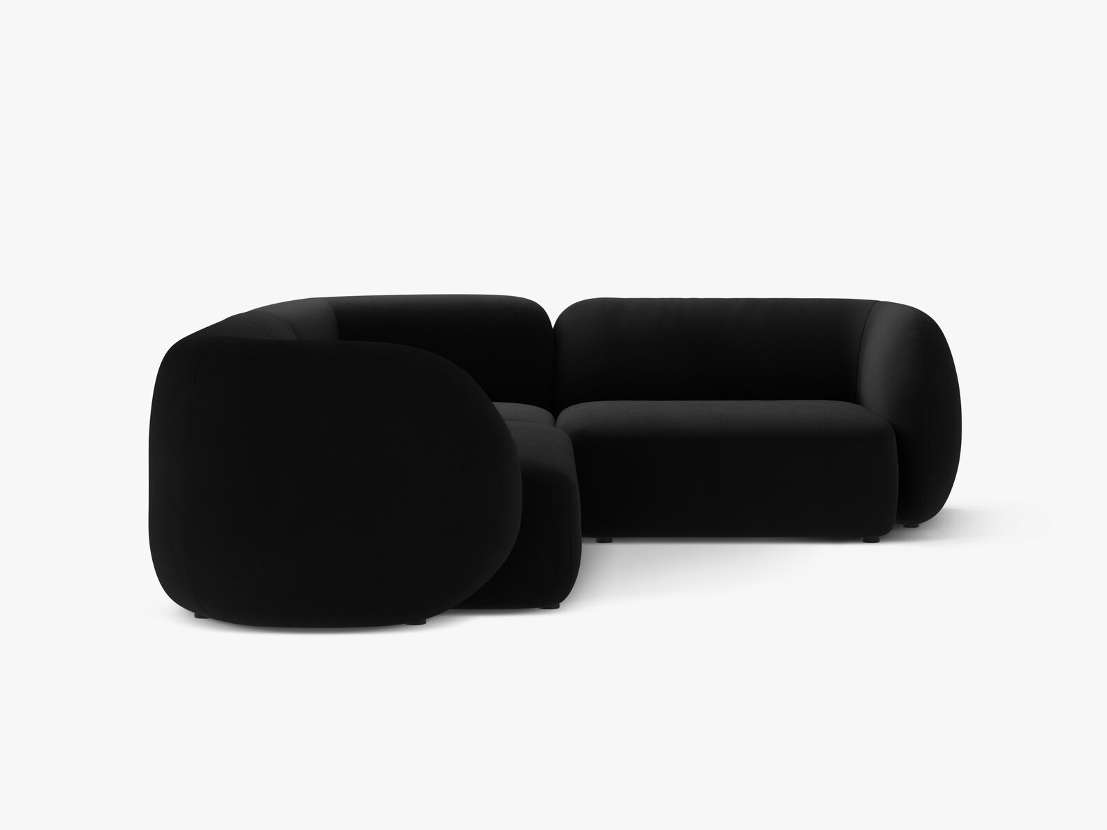 Micadoni Ecksofa Kate 4-Sitzer Rechts Samt Salvador Schwarz