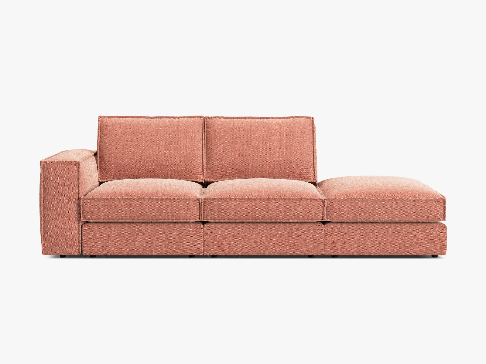 Micadoni modulares offenes Sofa Pola 3-Sitzer Rechts Strukturierter Stoff Babel Rot