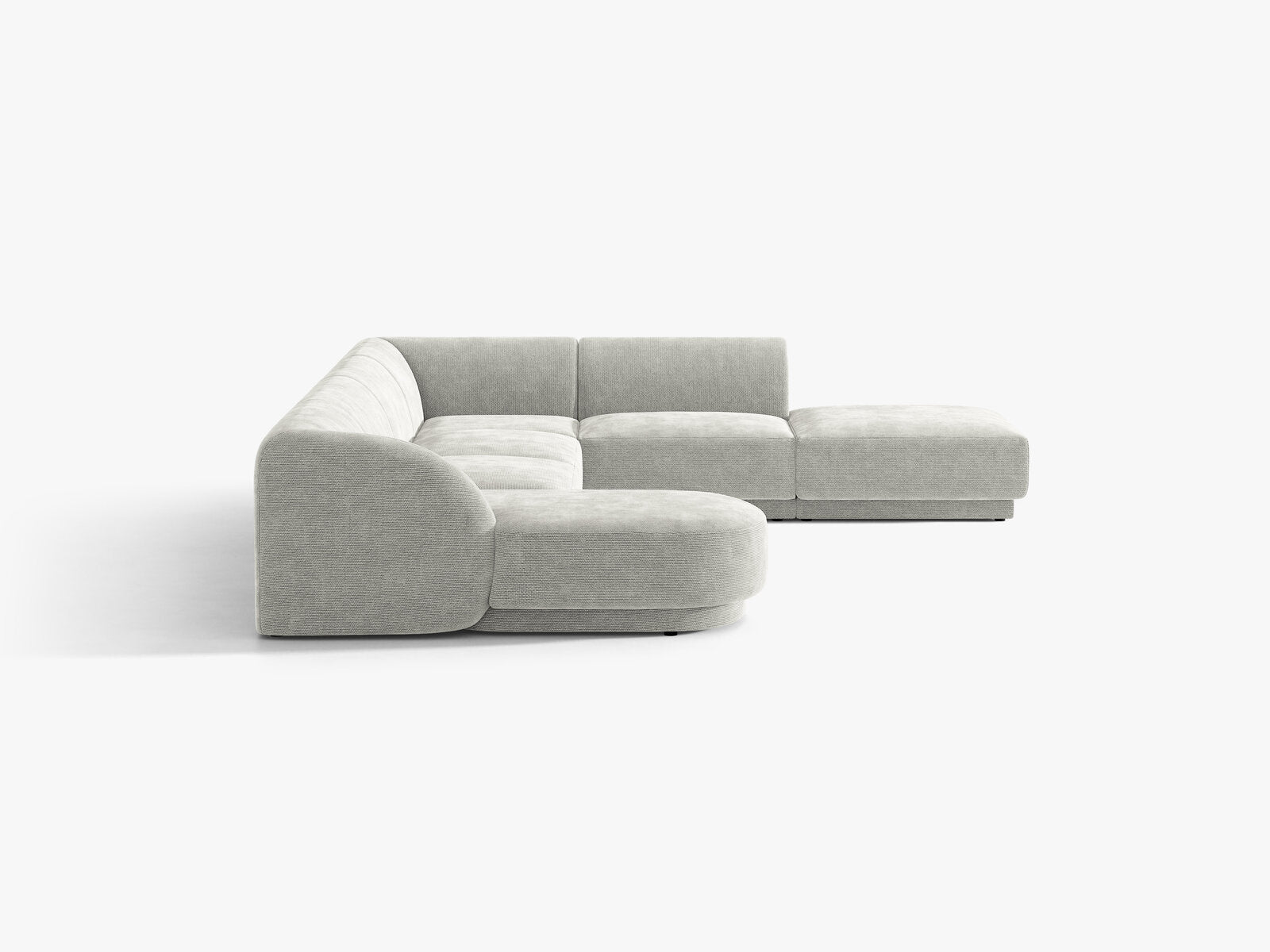Micadoni Panorama-Ecksofa Miley 6-Sitzer Rechts Chenille Eden Silber