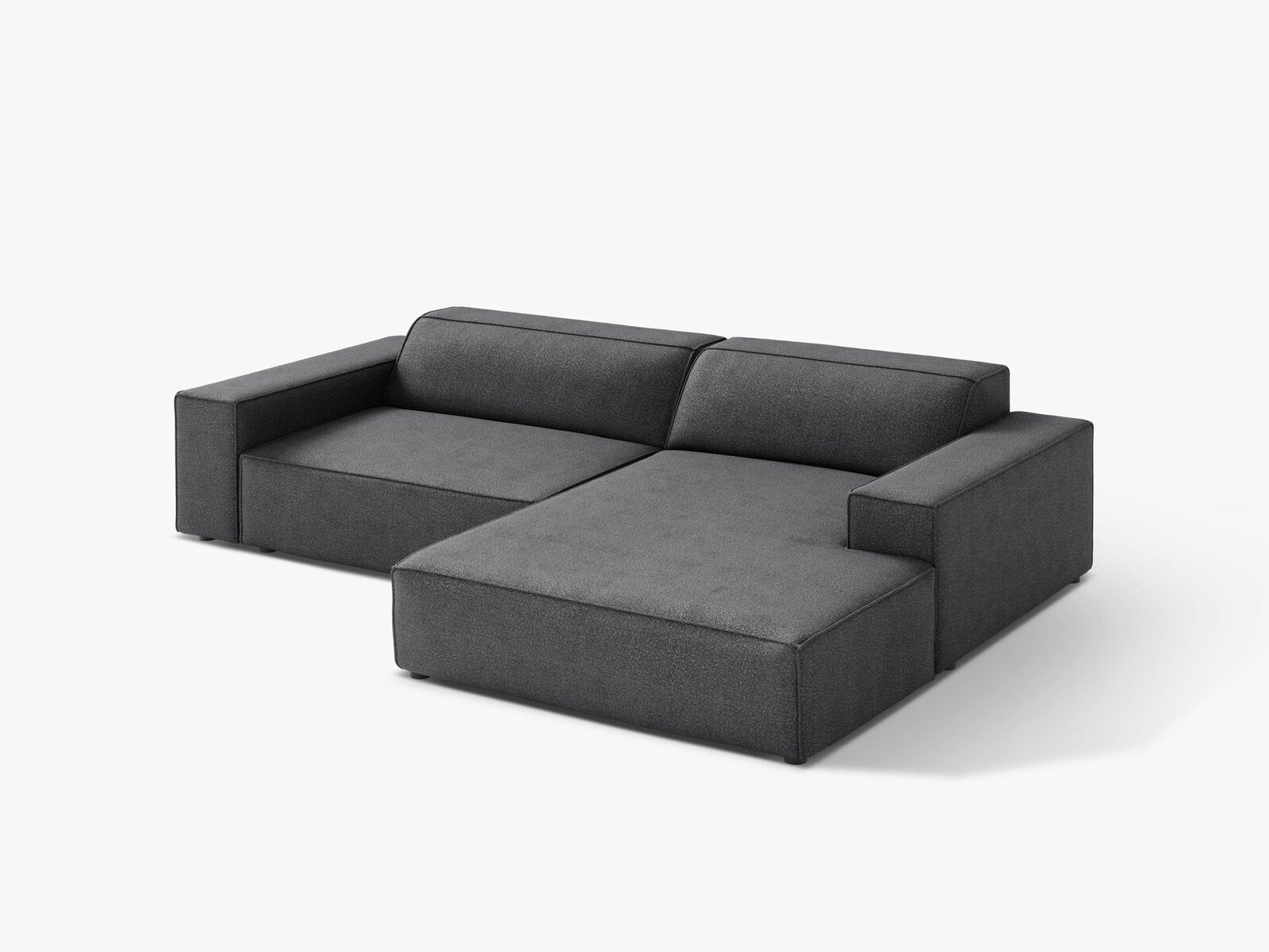 Micadoni Ecksofa Jodie 3-Sitzer Rechts Boucle Baloo Dunkelgrau