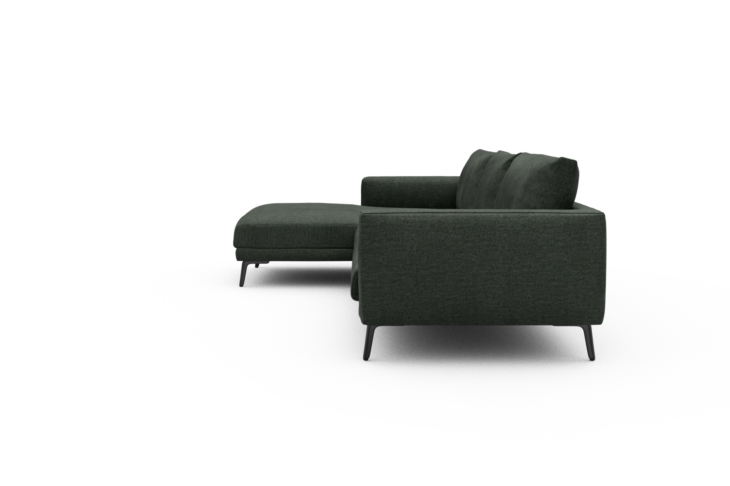 Ecksofa Karl Chaiselongue links mit 2,5-Sitzer Aivi-Pine-Green