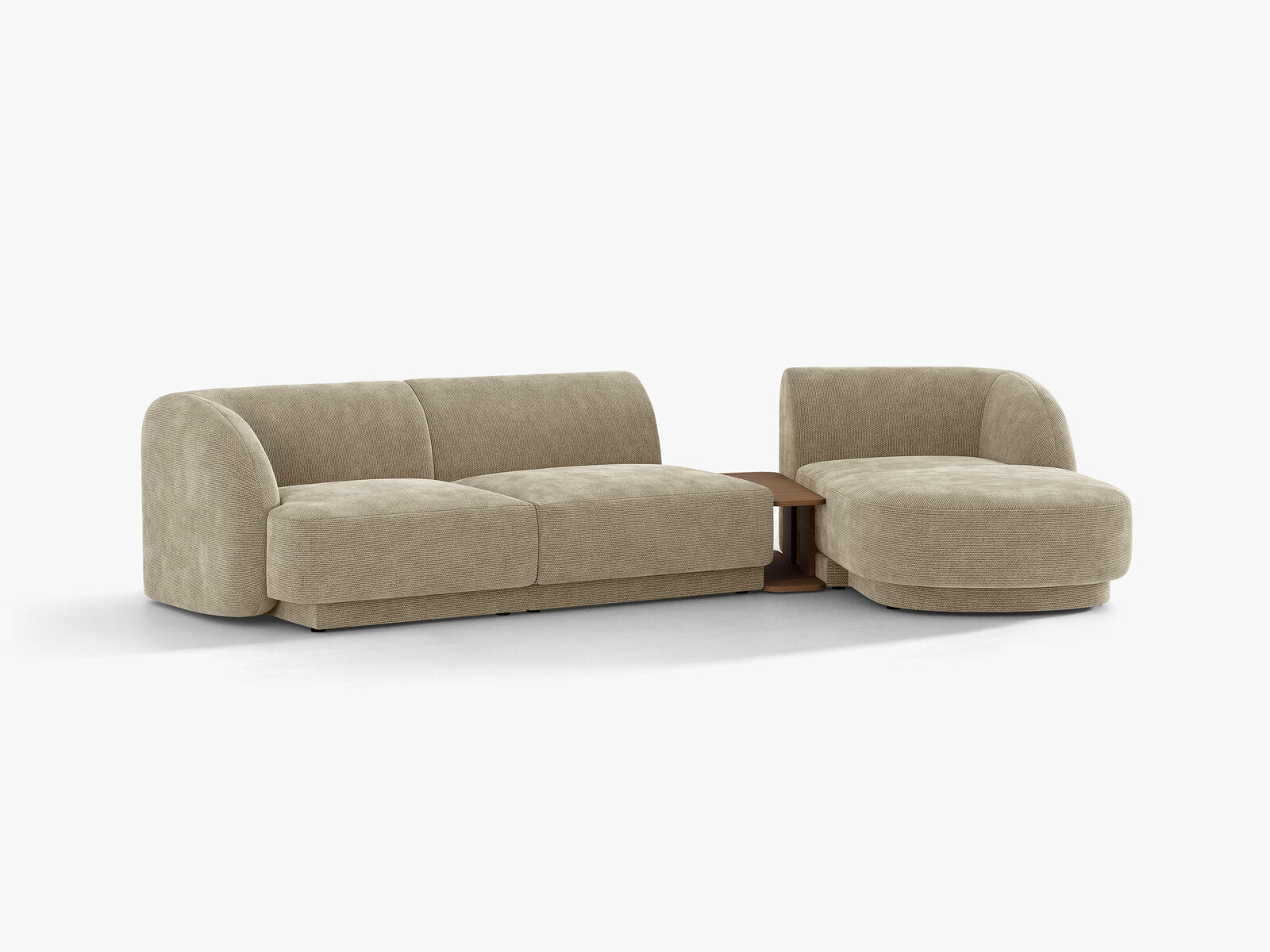 Micadoni Modulares Sofa Miley mit Recamiere 3-Sitzer Rechts Chenille Eden Dunkelbeige