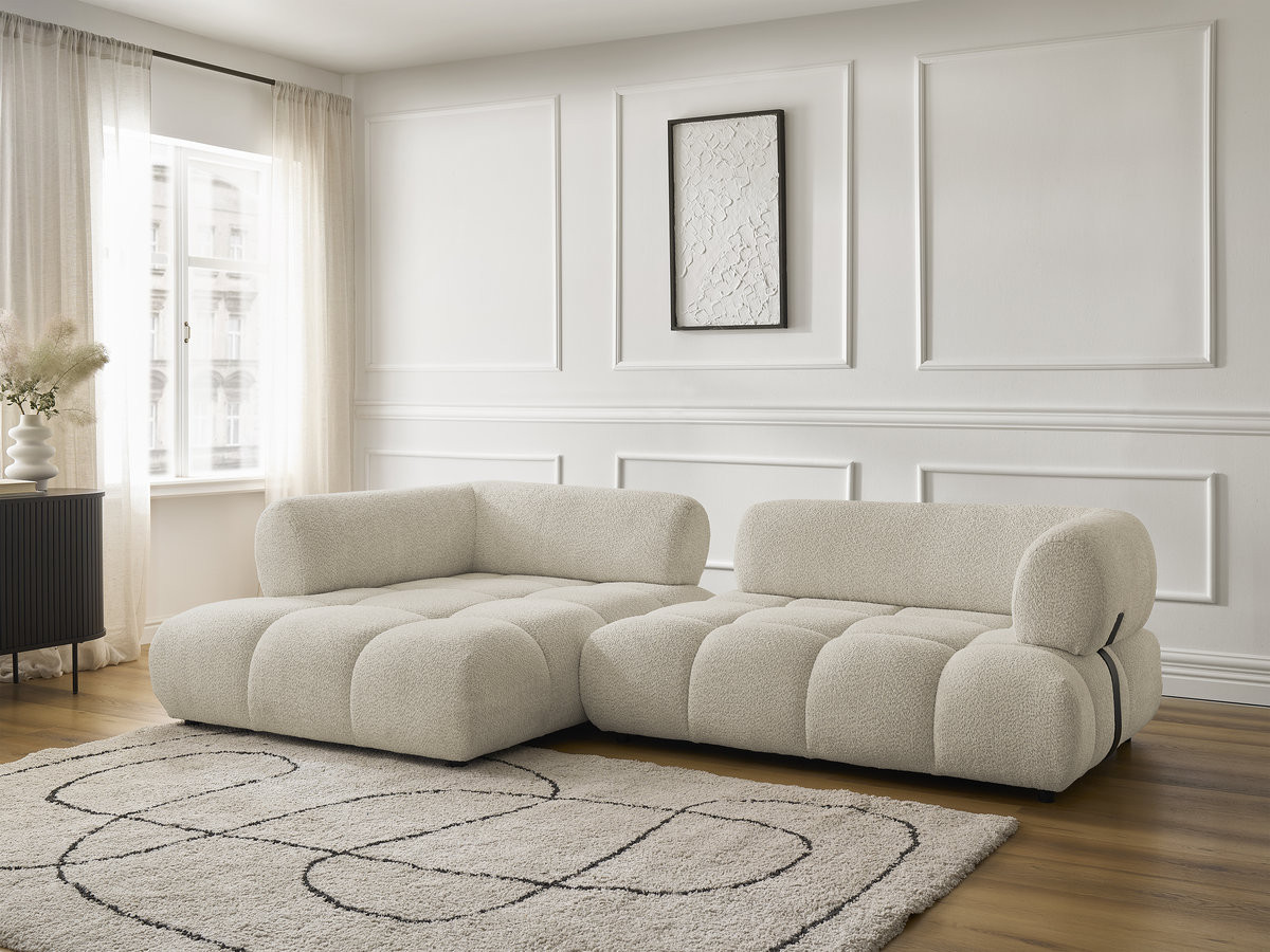 Bobochic Alya Ecksofa Bouclé-Stoff Beige Ecke links
