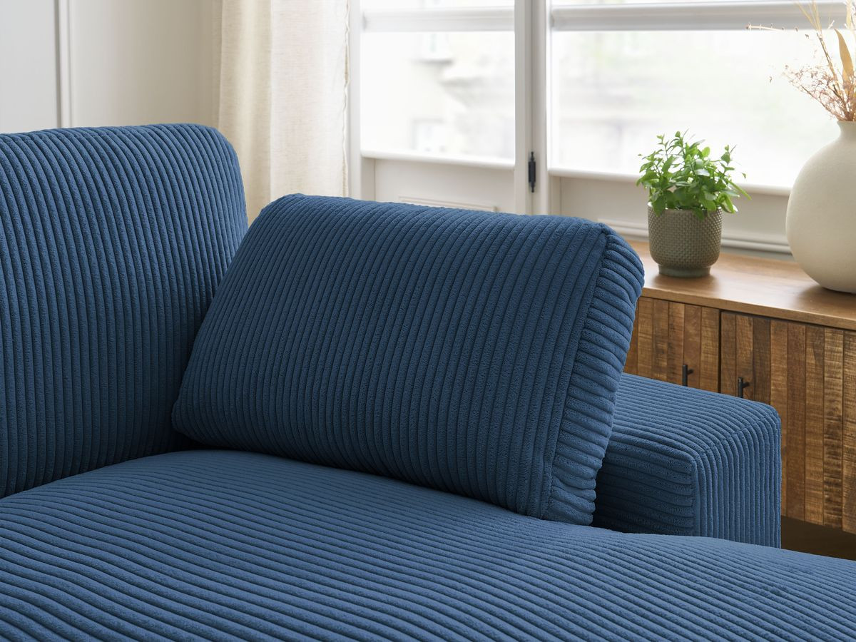Bobochic Belair Ecksofa 280 × 139 cm Cordsamt Dunkelblau