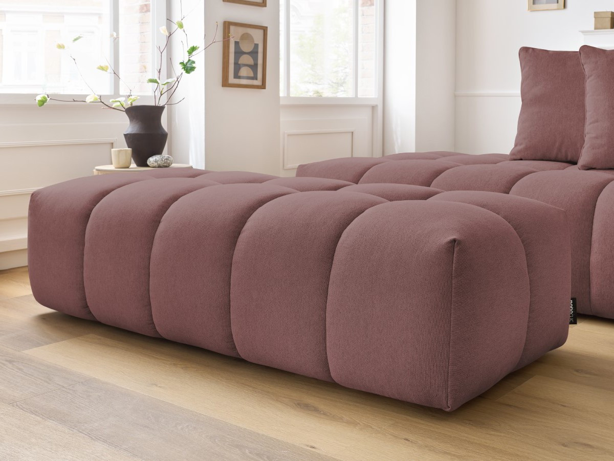 Bobochic Mont-blanc Ecksofa mit Pouf Melange-Stoff Rosa Ecke rechts