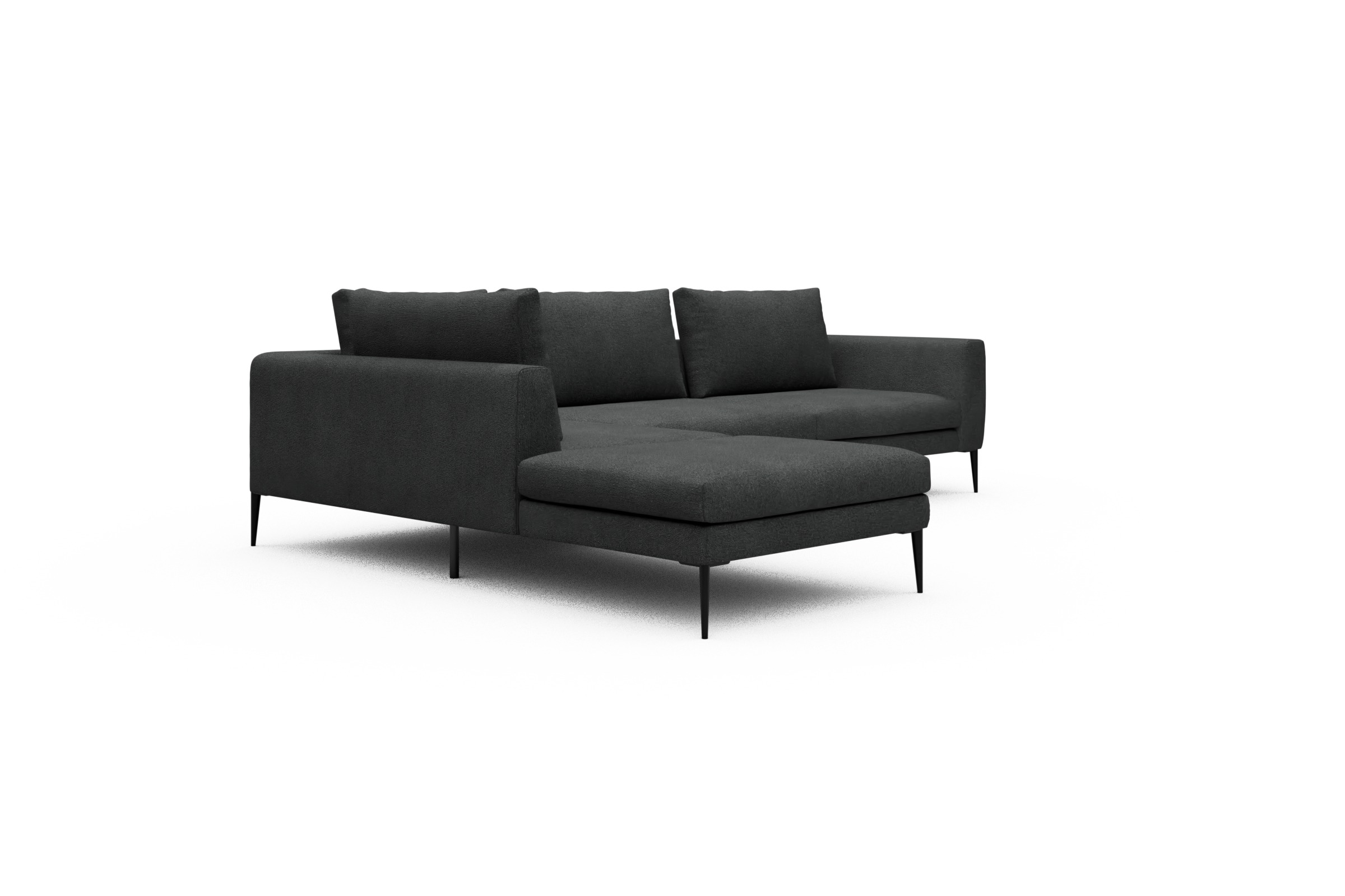 Ecksofa Paul Relax-Ecke rechts mit 3-Sitzer Boucle-Charcoal