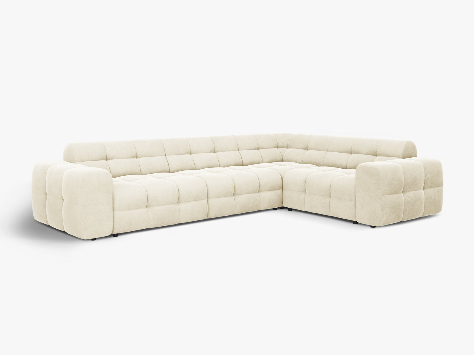 Micadoni Ecksofa Kendal 6-Sitzer Rechts Samt Elfenbein