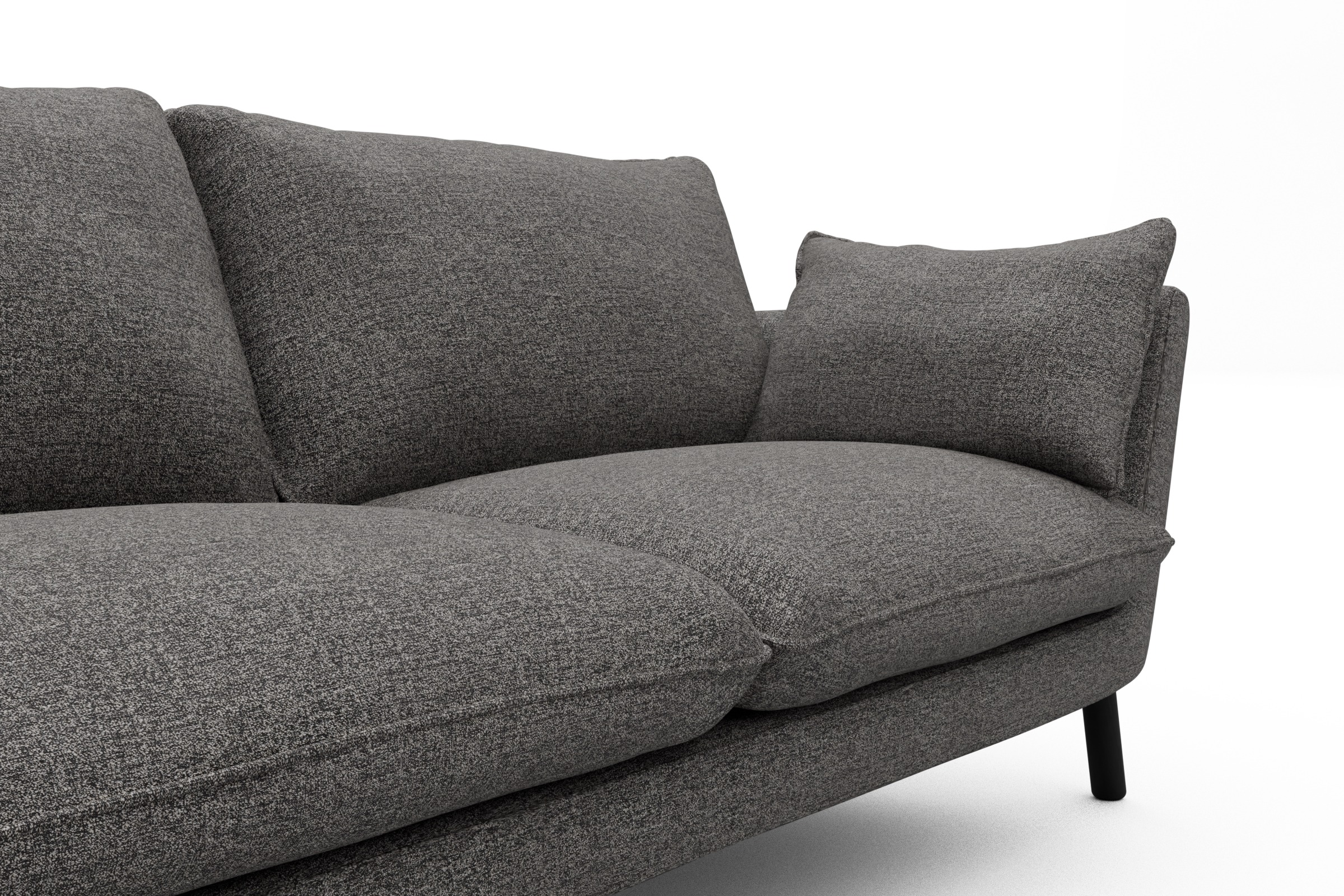 Sofa Emil 3-Sitzer Beinfarbe Eiche Schwarz Carreno-Salt-and-Pepper