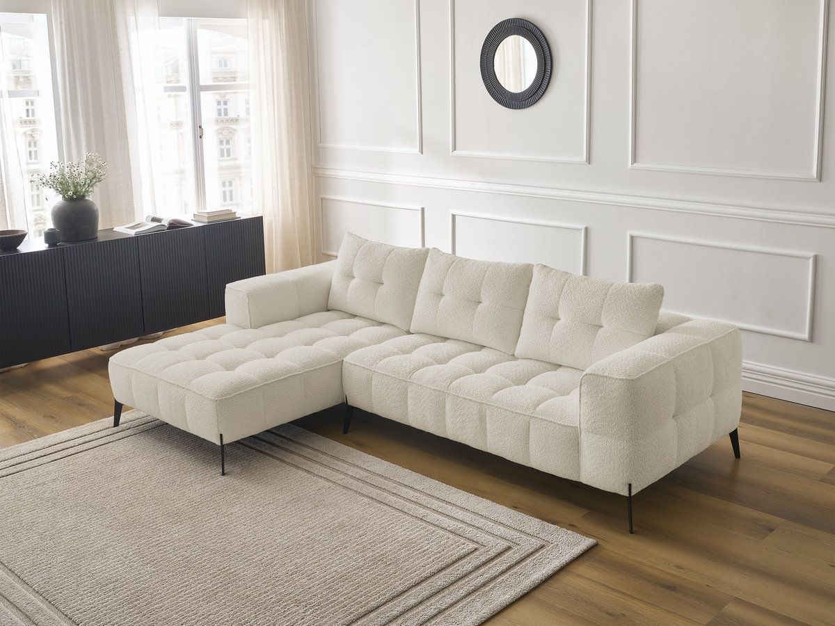 Bobochic Anis Ecksofa Bouclé-Stoff Beige Ecke links
