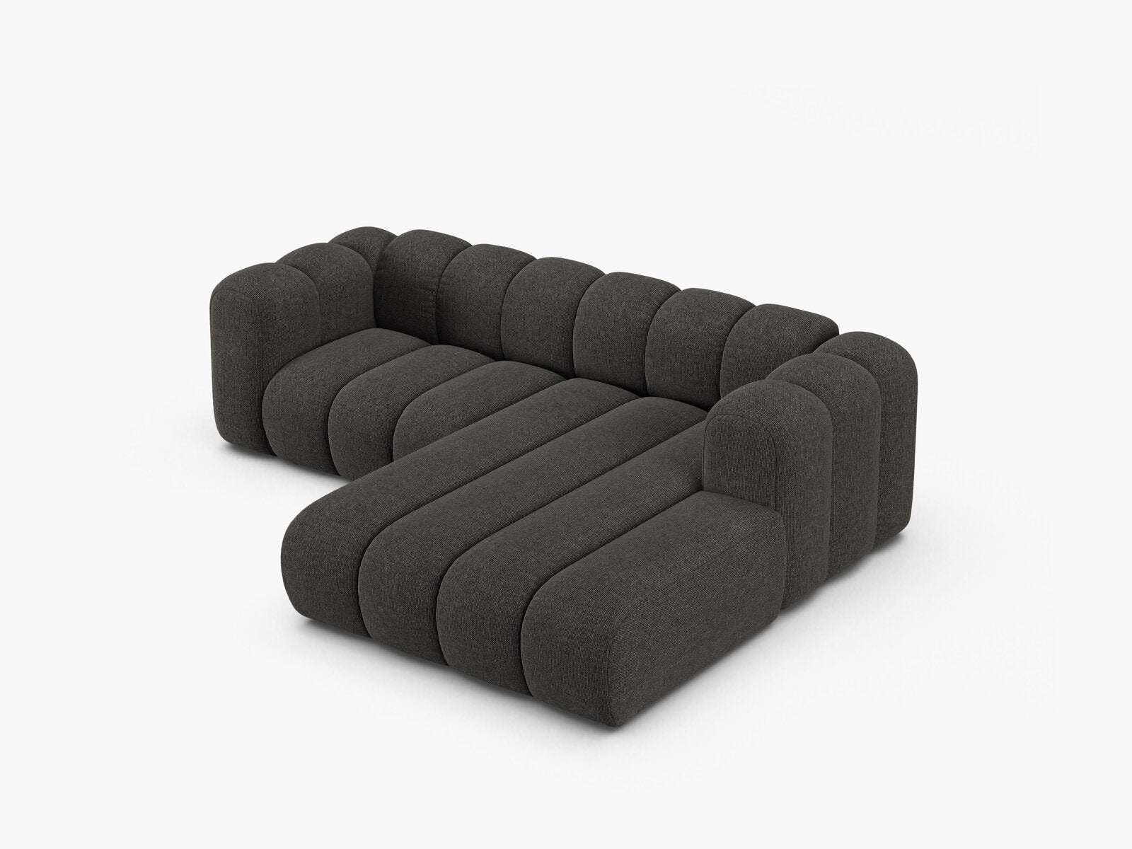 Micadoni Modulares Ecksofa Lupine 3-Sitzer Rechts Chenille Eden Dunkelgrau