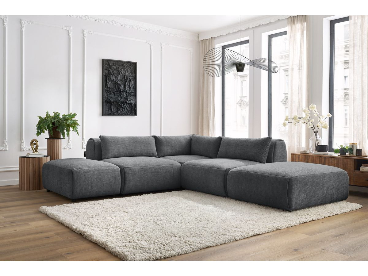 Bobochic Jeanne Ecksofa 271 × 300 cm Strukturstoff Dunkelgrau