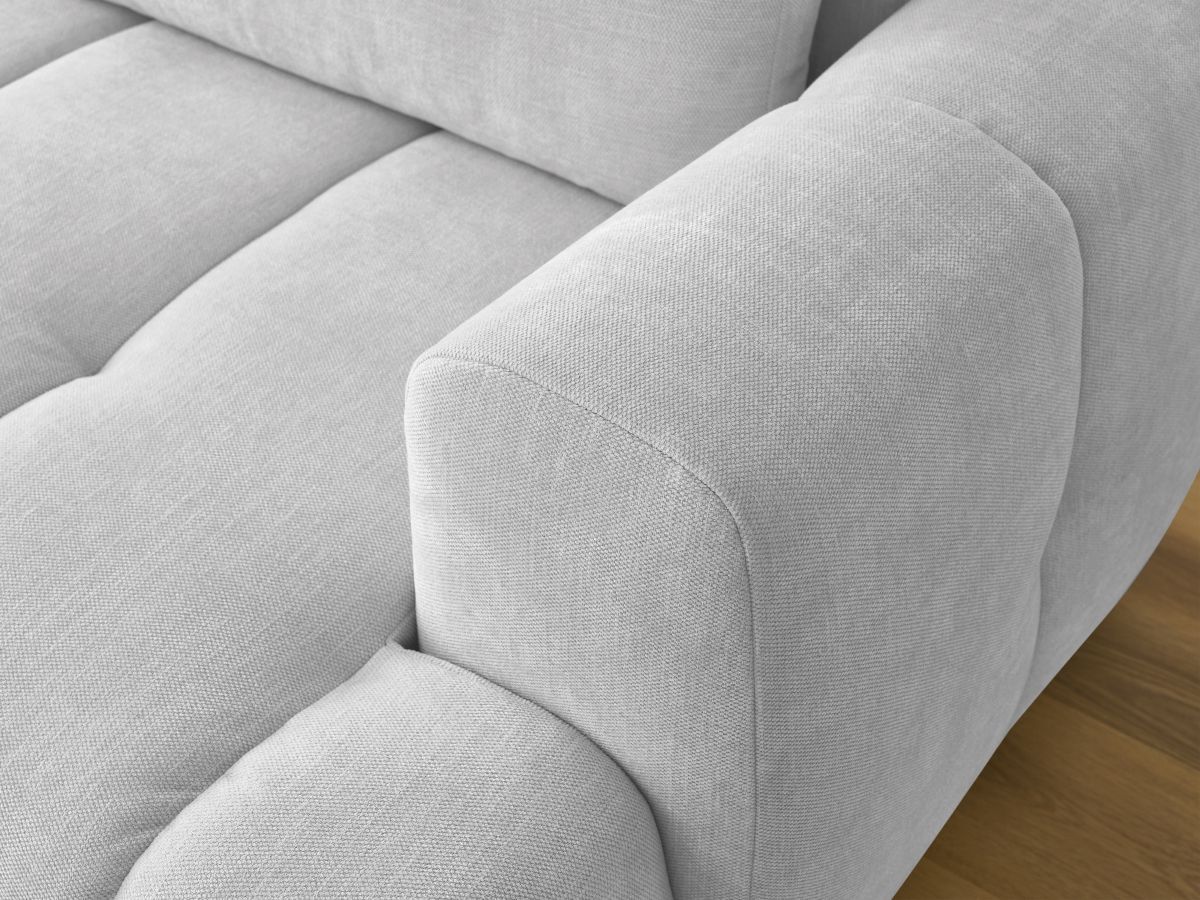 Bobochic Fuji Ecksofa mit Schlaffunktion und Bettkasten und Pouf 292 × 160 cm Stoff Hellgrau Ecke links