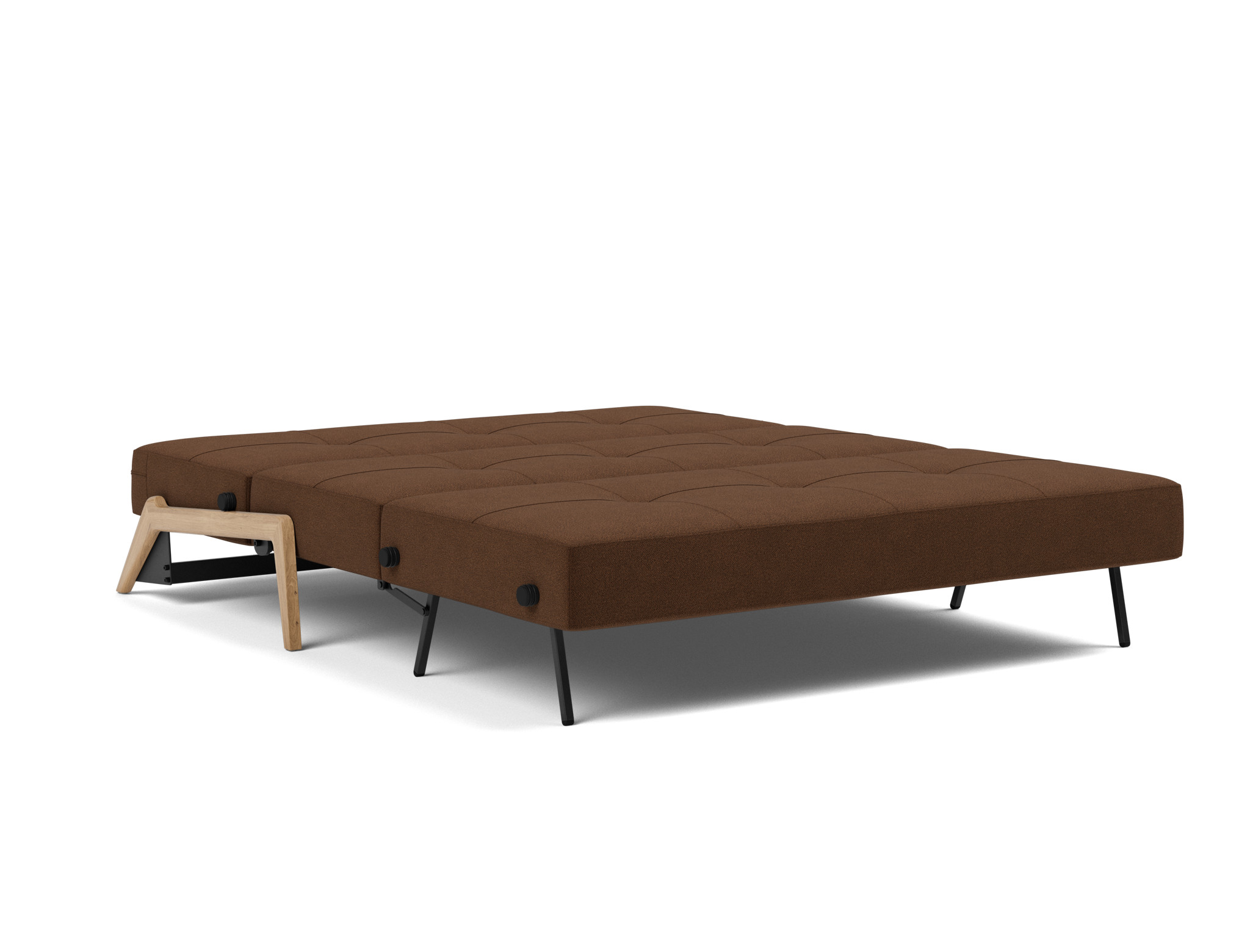 Schlafsofa Cubed 160 Strukturierter Stoff Taura 359-Cappuccino Beine Eiche