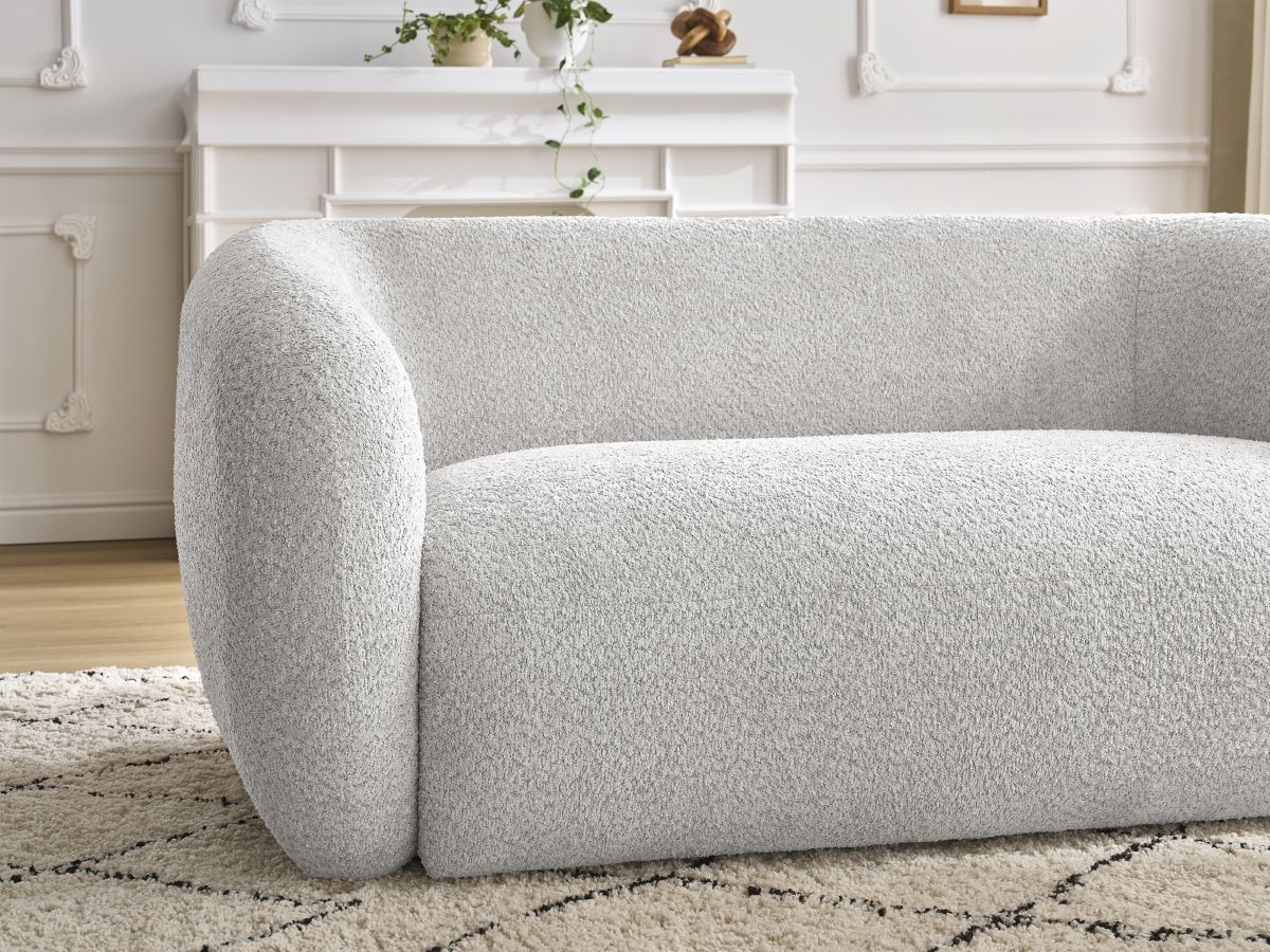 Bobochic Celine Sofa 2-Sitzer Bouclé-Stoff Hellgrau