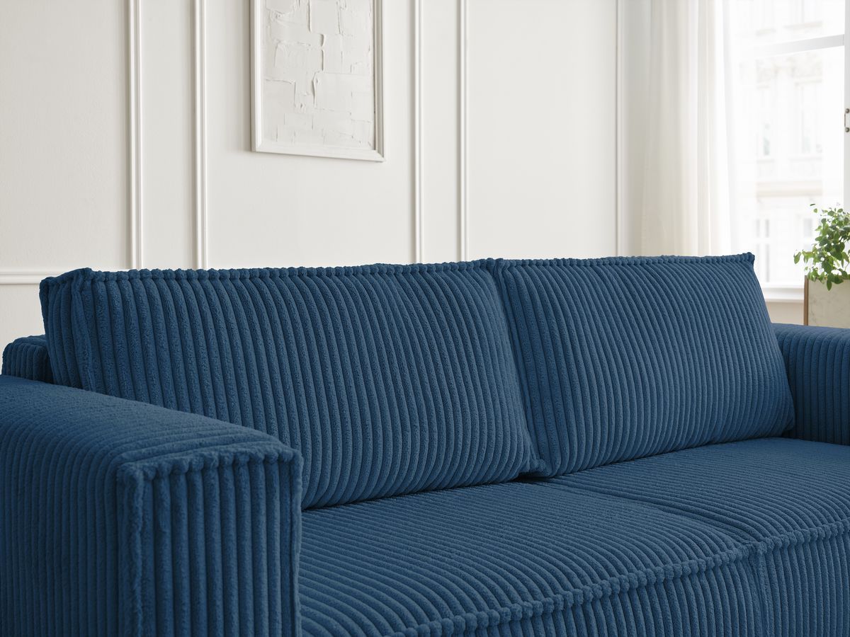 Bobochic Chelsea Sofa 3-Sitzer Breitcord weich Dunkelblau