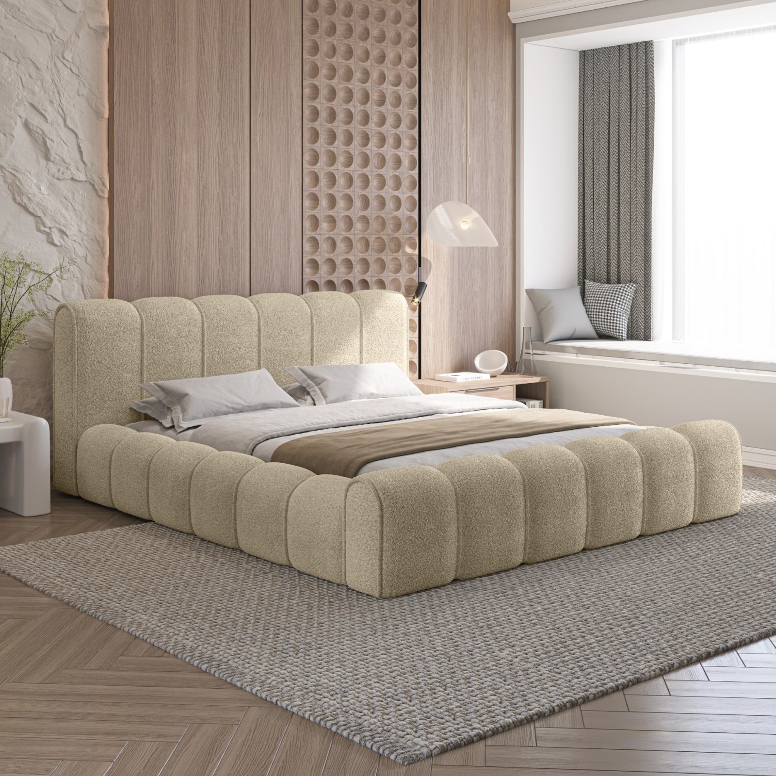 Polsterbett Belio Boucle 160x200 mit Holzrahmen Quelle 06