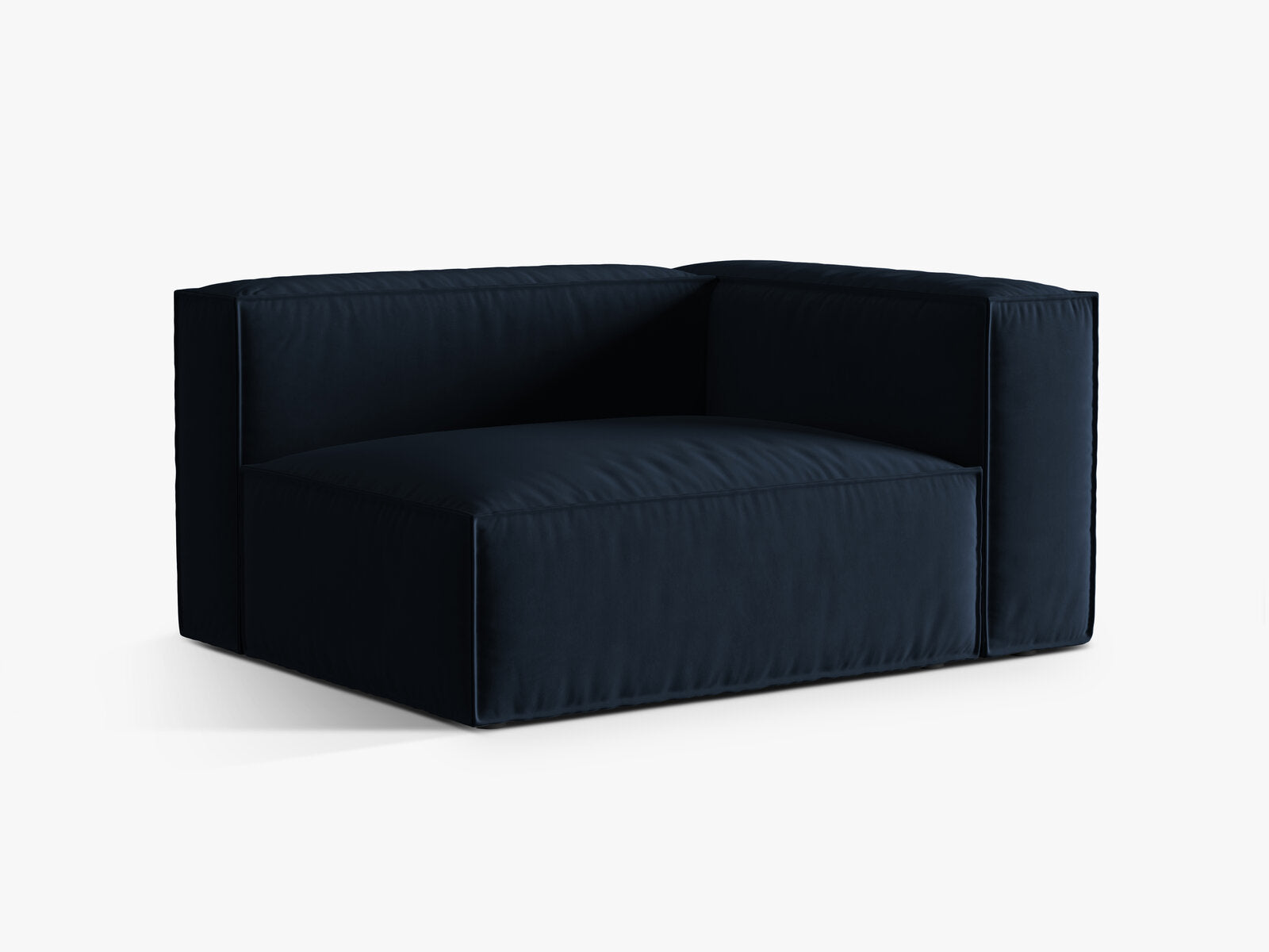 Micadoni Eckmodul Nuria 2-Sitzer Samt Paris Dunkelblau Rechts